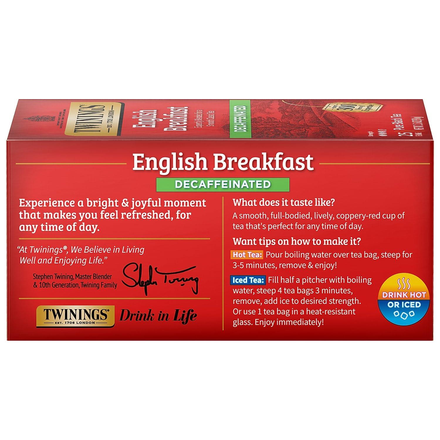 Twinings Classics Naturally Decaffeinated English Breakfast Tea -- 25 Count (Pack of 1) - Image 6