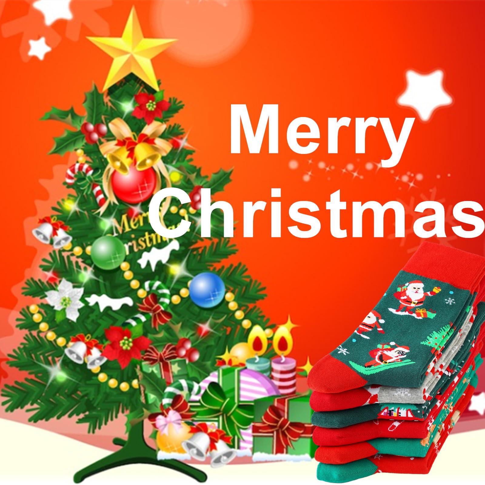 BISOUSOX Christmas Socks for Women Crazy Funny Dress Colorful Novelty Crew Cute Socks Christmas Gifts for Women Girls - Image 2