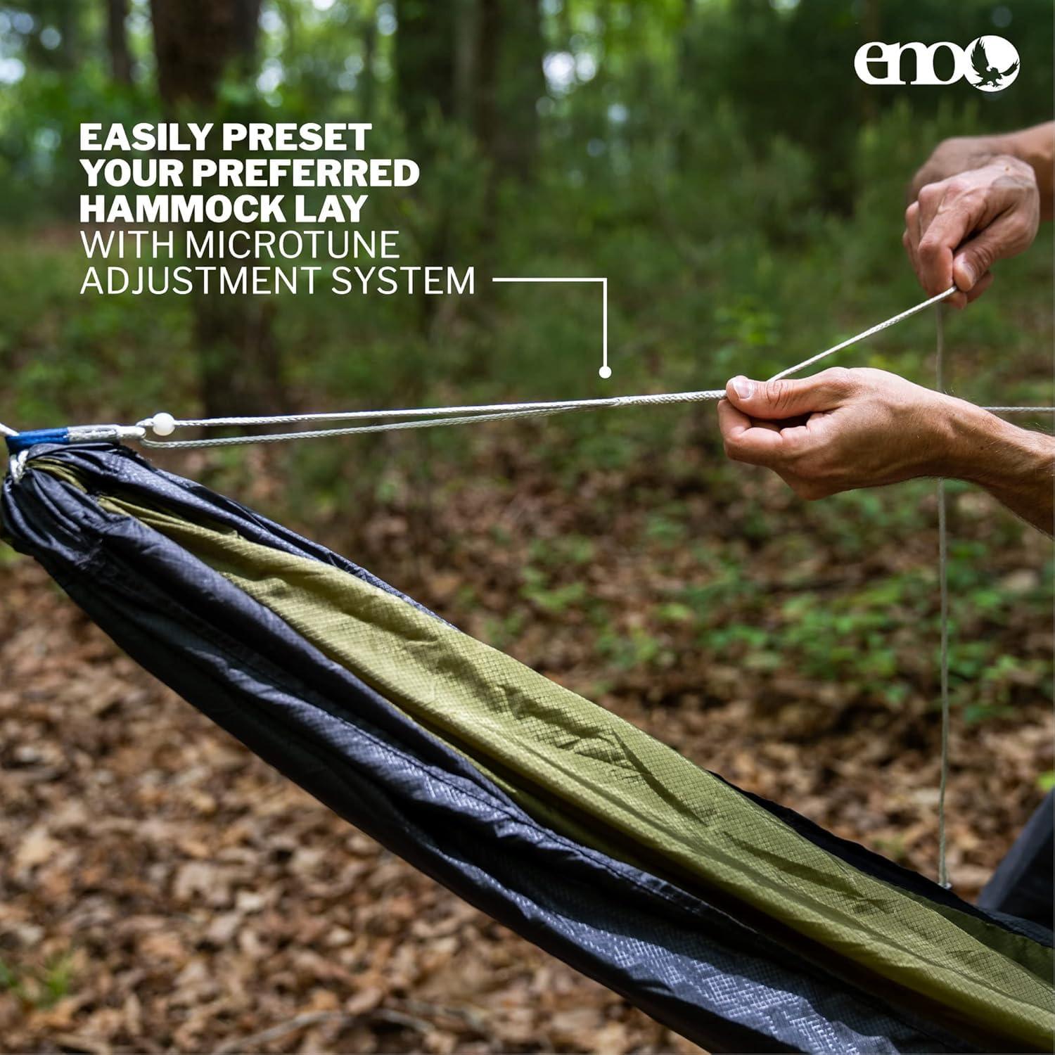 ENO Microtune Structural Ridgeline - Camping Hammock Travel Essentials - Hammock Cord for Preset Lay - Compatible with 1 to 2 Person Portable Hammocks - Sapphire/Grey - Image 3