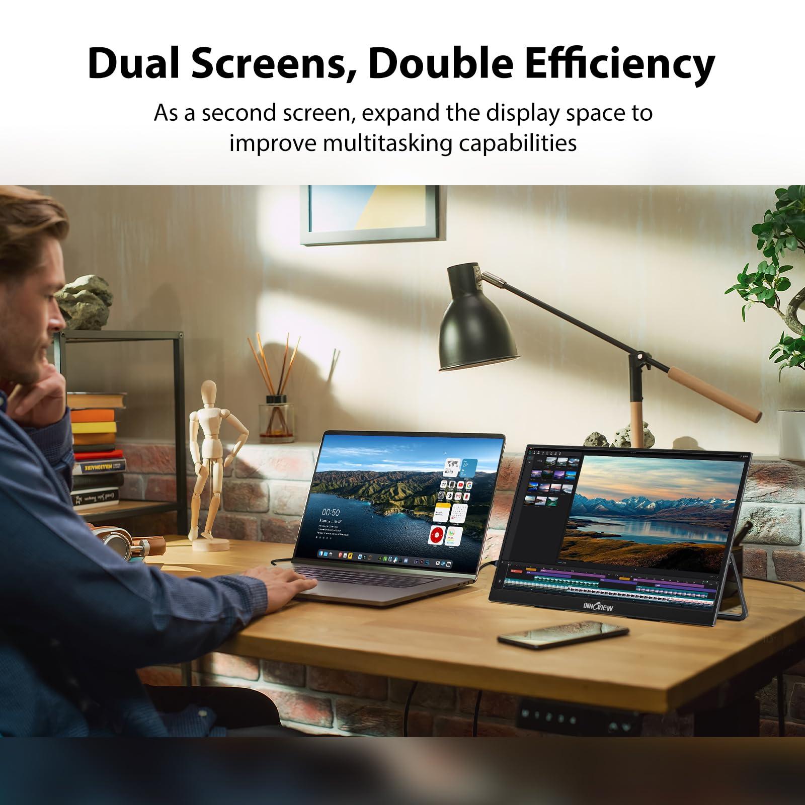 InnoView Portable Monitor 18.5 inch 100HZ 120% sRGB, 1080P FHD IPS Large Portable Monitor for Laptop USB C HDMI HDR Travel Monitor with Kickstand Mac PC Xbox PS4/5 Switch - Image 6