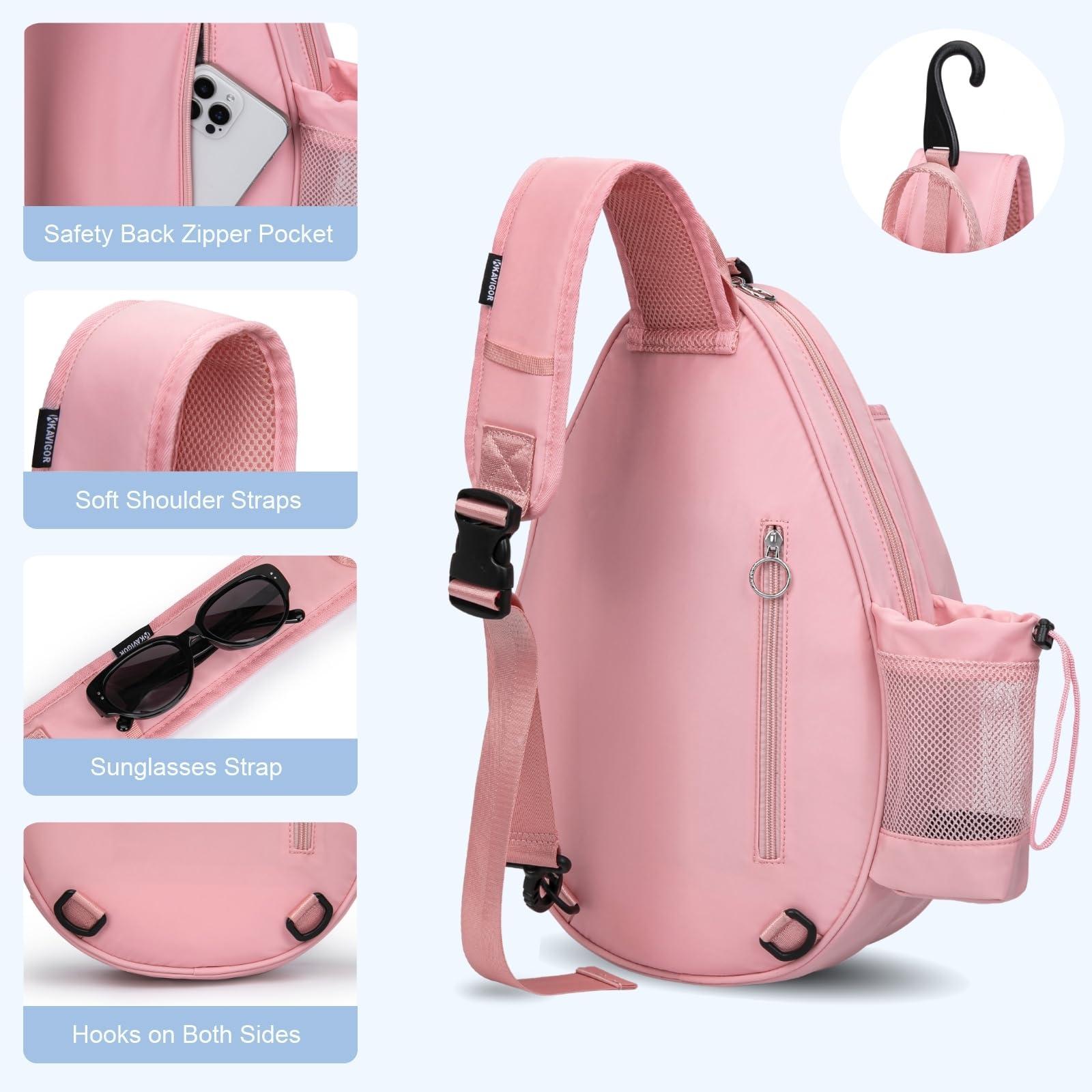 KAVIGOR Tennis Bag, Quilted Tennis Backpack Holds 2 Rackets, Waterproof Crossbody Sling Pickleball Bags for Women, Men and Youth - Image 4