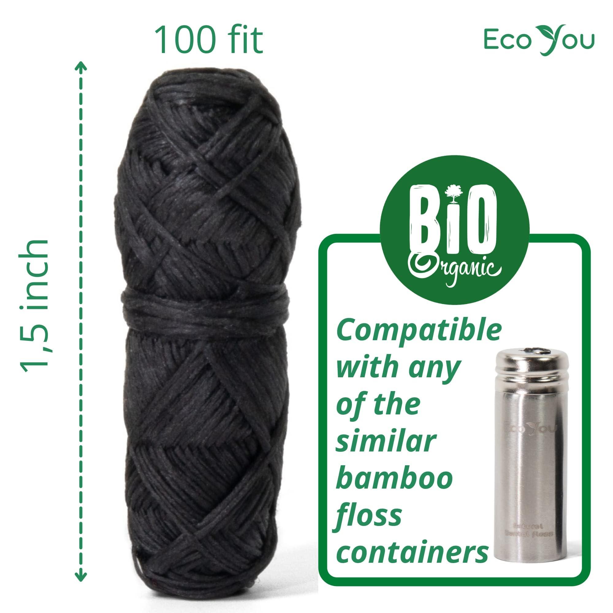 EcoYou Bamboo Charcoal Dental Floss | Mint & Candelilla Wax | Vegan & Biodegradable (4 Refills Pack) - Image 4