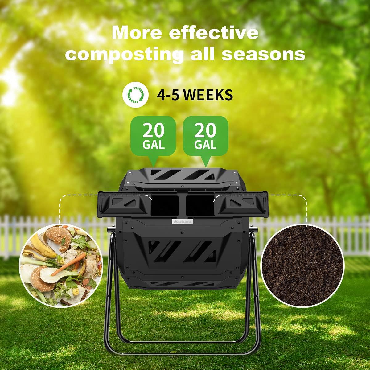 Compost Tumbler Bin Composter Dual Chamber 43 Gallon (Bundled with Pearson's Gardening Gloves) - Image 7