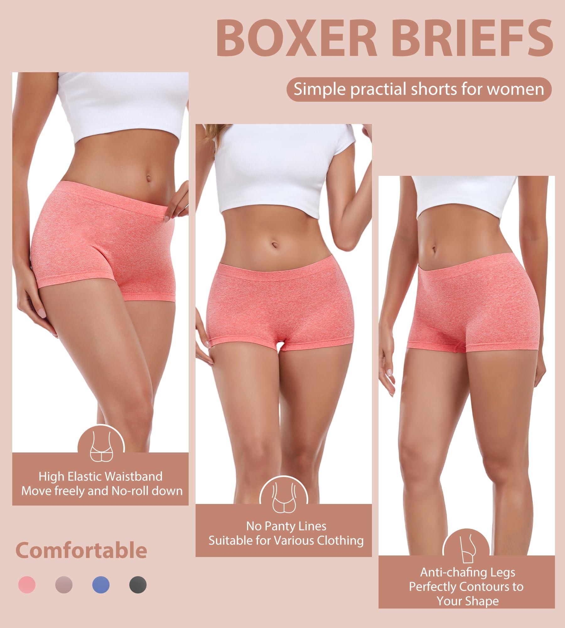 dmuveo Womens Boys Shorts Underwear Seamless Full Coverage Briefs Soft Stretch Boxer Shorts For Women Multipack - Image 2