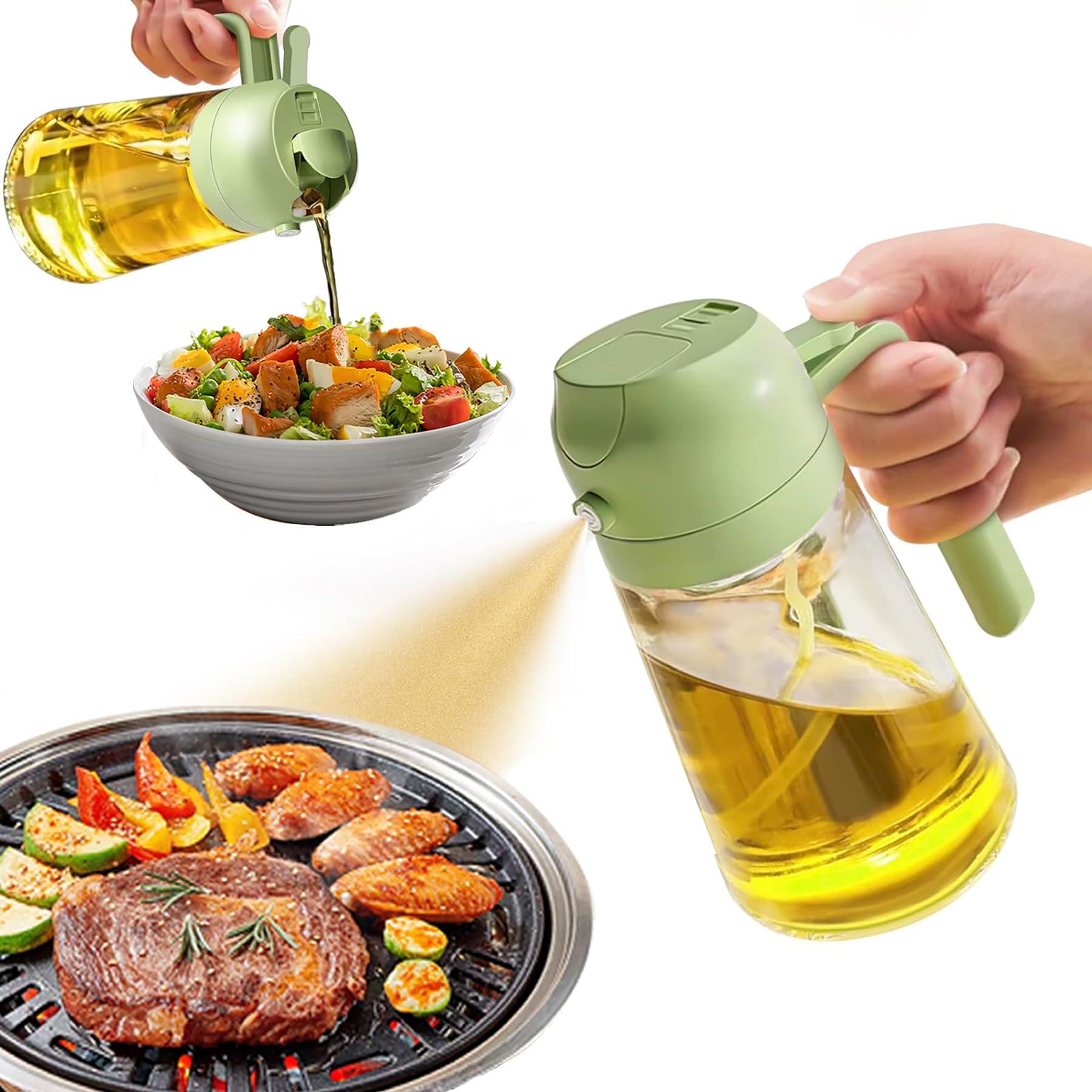 cakeyeye Oil Sprayer for Cooking, 2 in 1 Olive Oil Dispenser Bottle for Kitchen, 16oz/470ml Premium Glass Oil Spray Bottle, kitchen gadgets for Air Fryer, Baking, Frying, BBQ