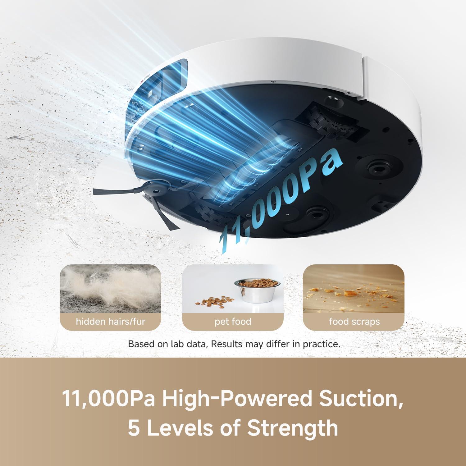DREAME L40 Ultra Robot Vacuum with Removable & Liftable Mop, Extendable & Liftable SideBrush, 11,000Pa Suction, 149℉ Mop & Washboard Self Cleaning, Auto-Empty, Auto Refill, Voice Control - Image 3