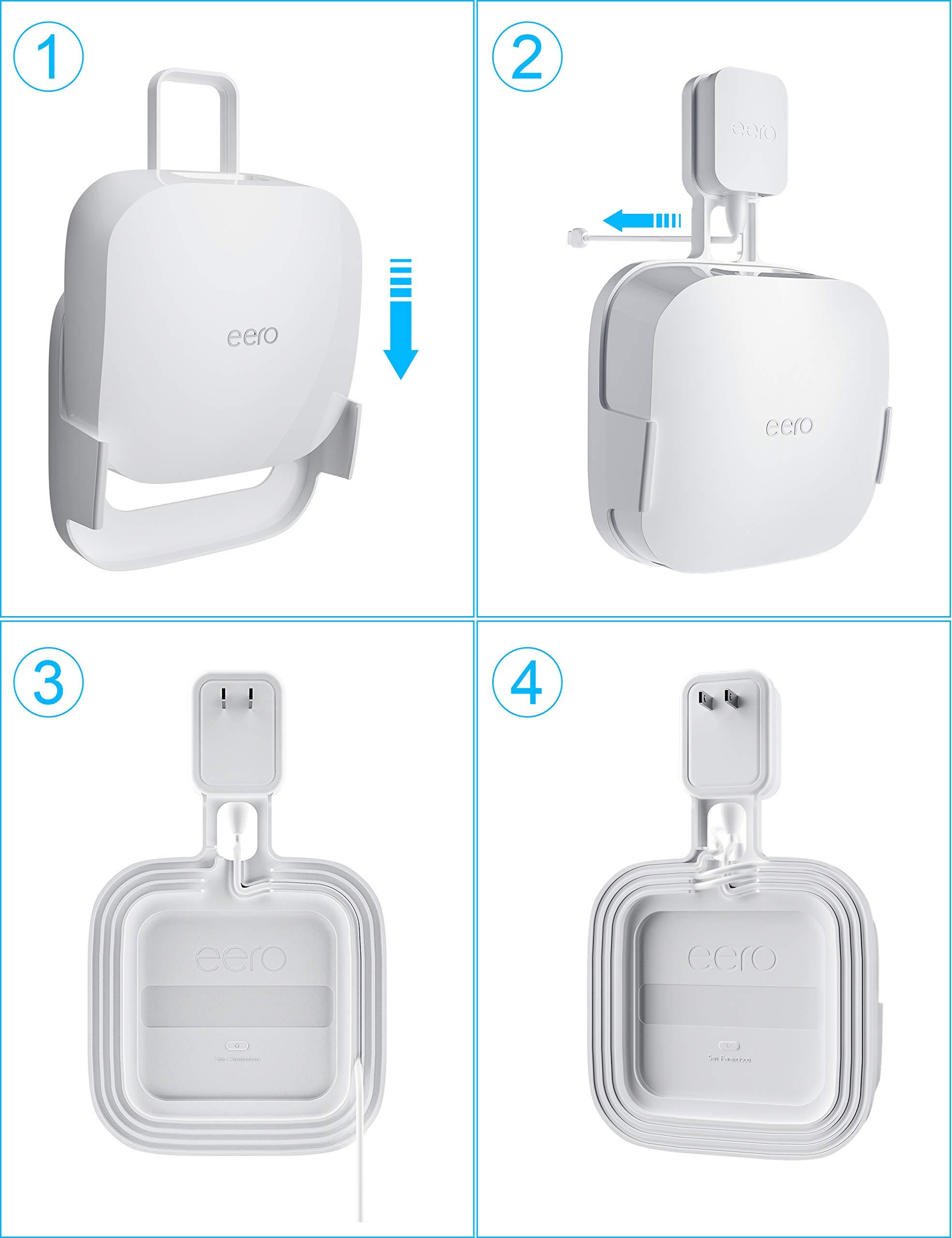 COOLWUFAN Wall Mount Holder for eero Pro 6/6E Home WiFi System - Simple and Sturdy Stand Bracket for Tri-Band Mesh Wi-Fi 6 System (White, 3 Pack) - Image 7