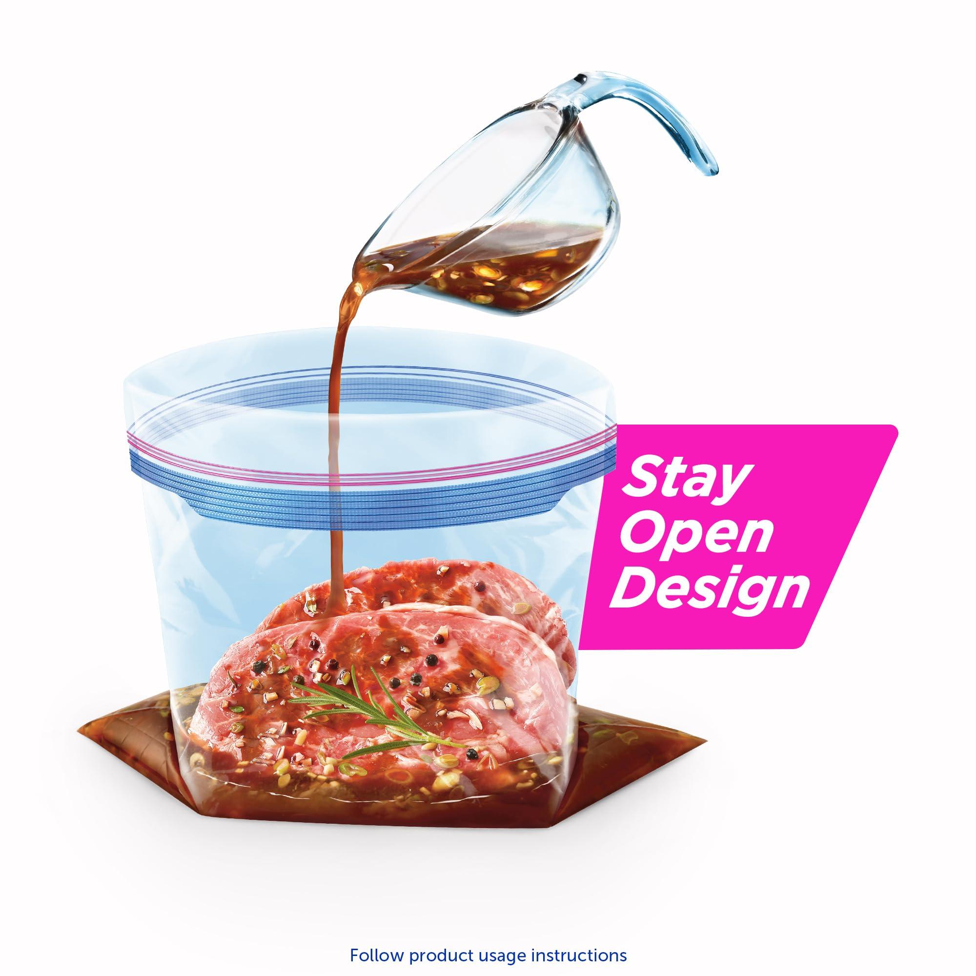 Ziploc Quart Food Storage Freezer Bags, Stay Open Design with Stand-Up Bottom, Easy to Fill, 60 Bags Total - Image 2