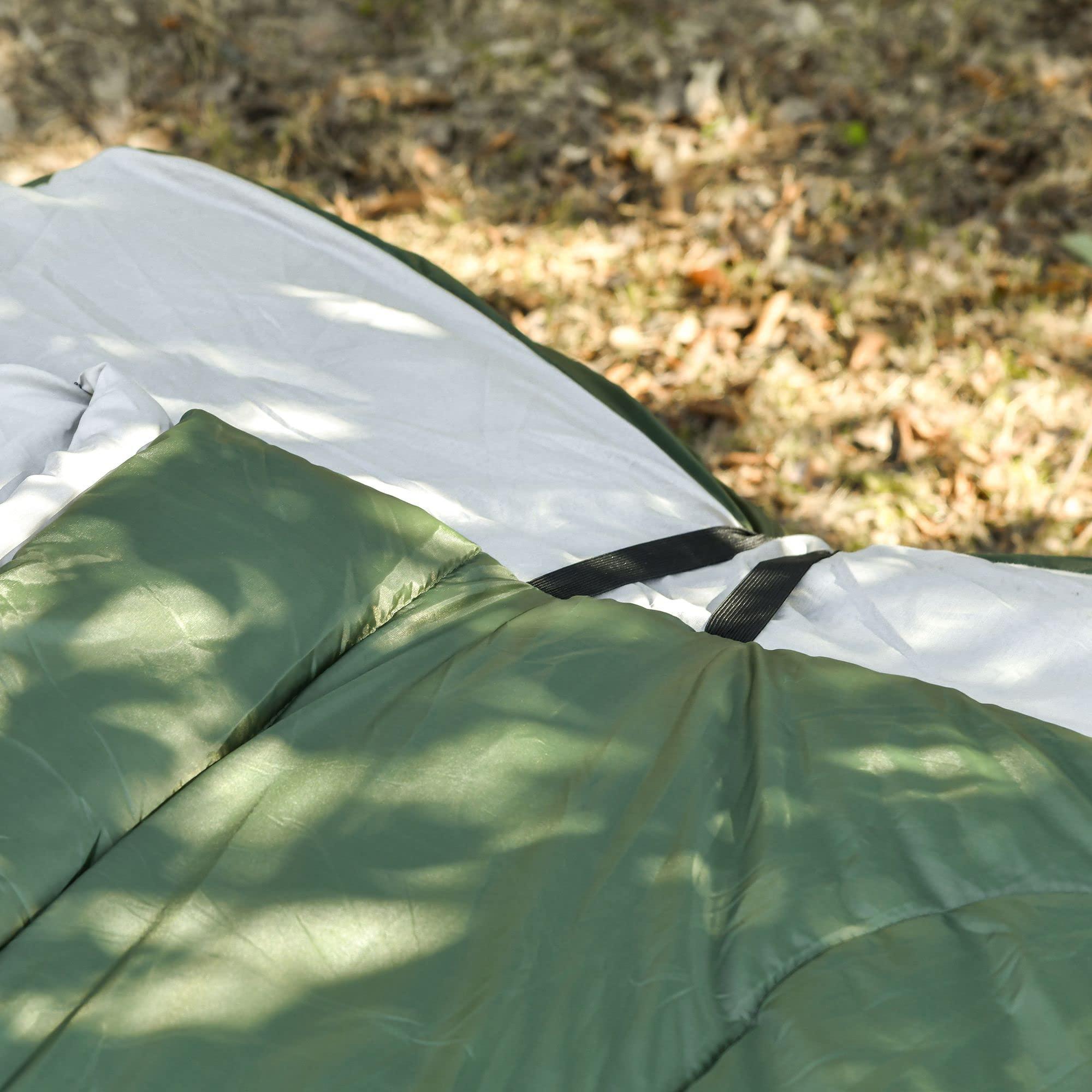 Outsunny 2-Person Folding Camping Cot Portable Outdoor Bed Set with Sleeping Bag, Inflatable Air Mattress, Comfort Pillows and Carry Bag, Soft and Comfortable for Outdoor Travel Camp Beach Vacation - Image 8