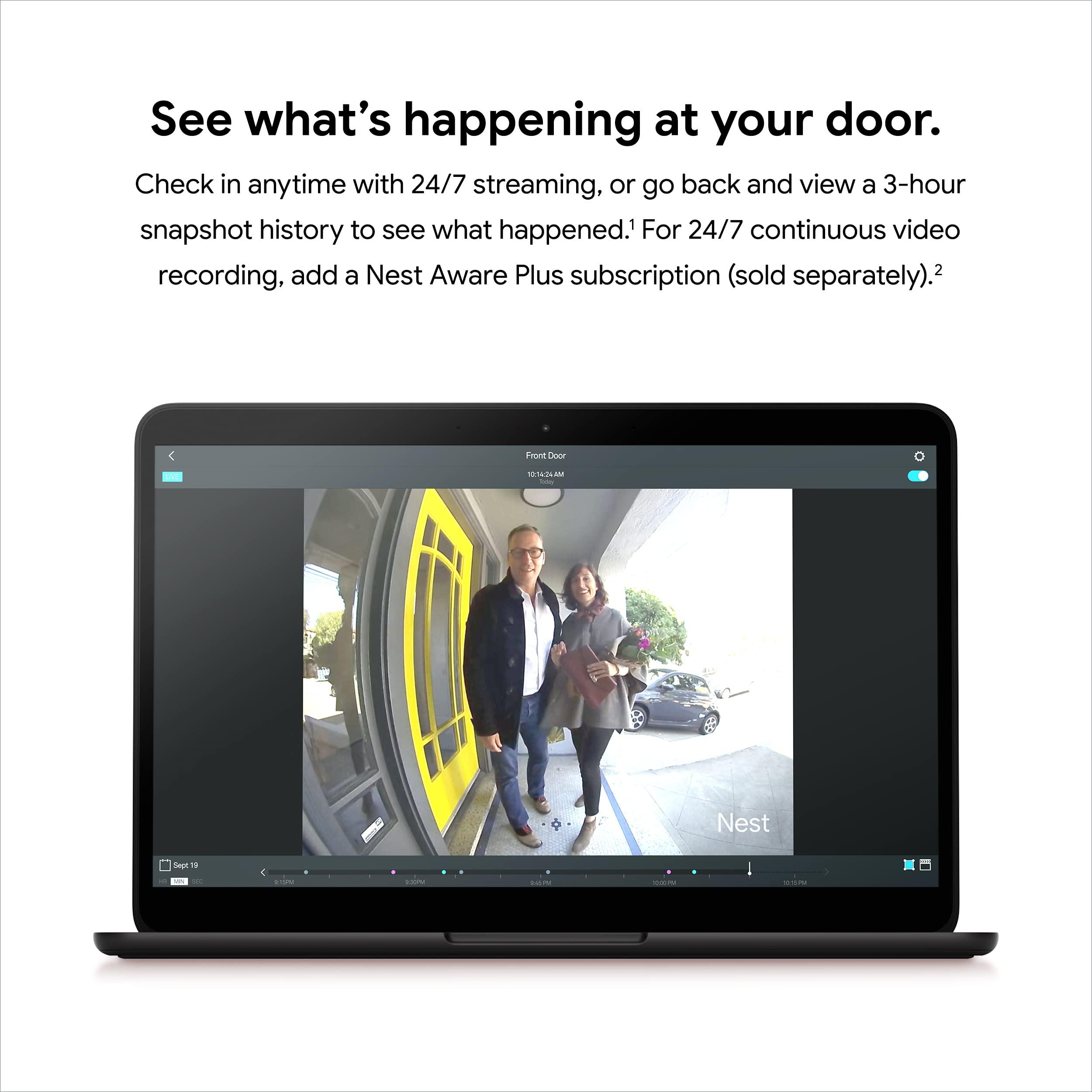 Google Nest Doorbell (Wired) - Formerly Nest Hello - Video Doorbell with 24/7 Streaming - Smart Doorbell Camera for Home with HDR Video, HD Talk and Listen, Night Vision, and Person Alerts - Image 7