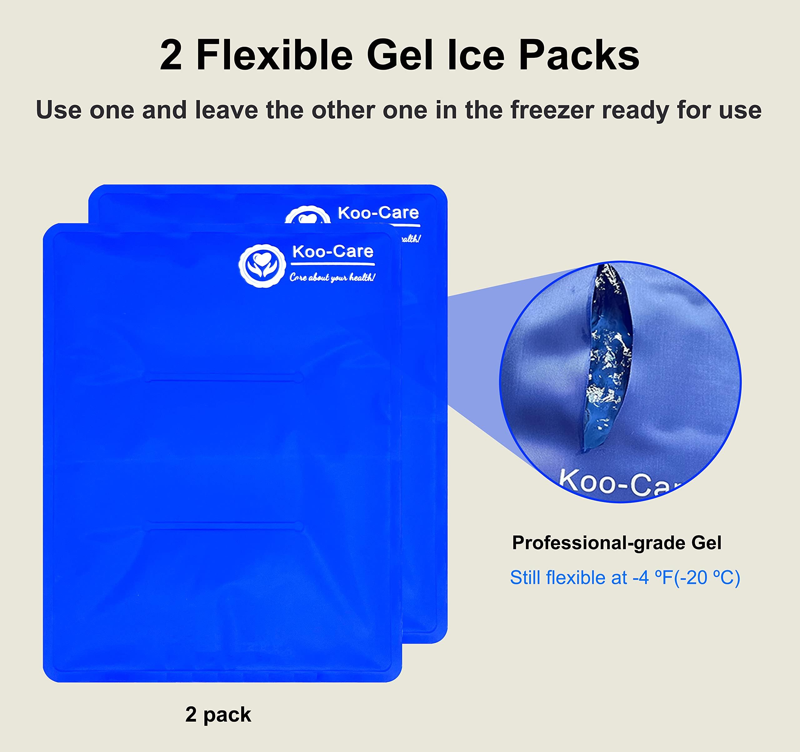 Koo-Care Large Flexible Gel Ice Pack for Injuries Reusable Hot Cold Compress - Fit for Shoulder Arm, Back, Hip, Knee, Shin, Foot Pain Relief, Swelling, Physical Therapy (L, 11" x 14") Pack of 2 - Image 6