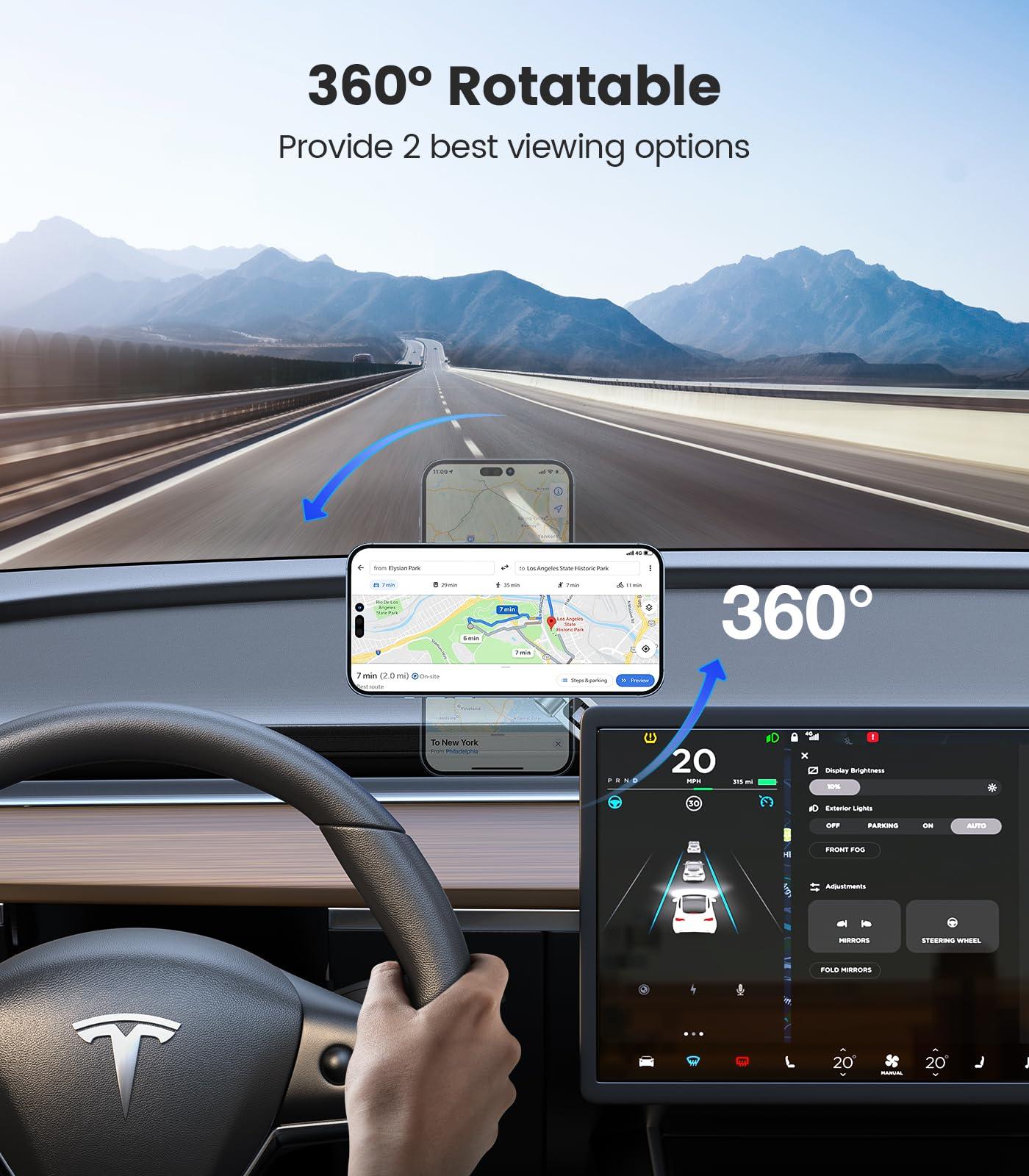 VICSEED Tesla Phone Mount【Strongest Magnet Power】 Foldable Hidden Tesla Phone Holder Fit for All Phones, Tesla Model 3/Y/Cybertruck Accessories, Tesla Model 3 Model Y for MagSafe Car Mount - Image 7