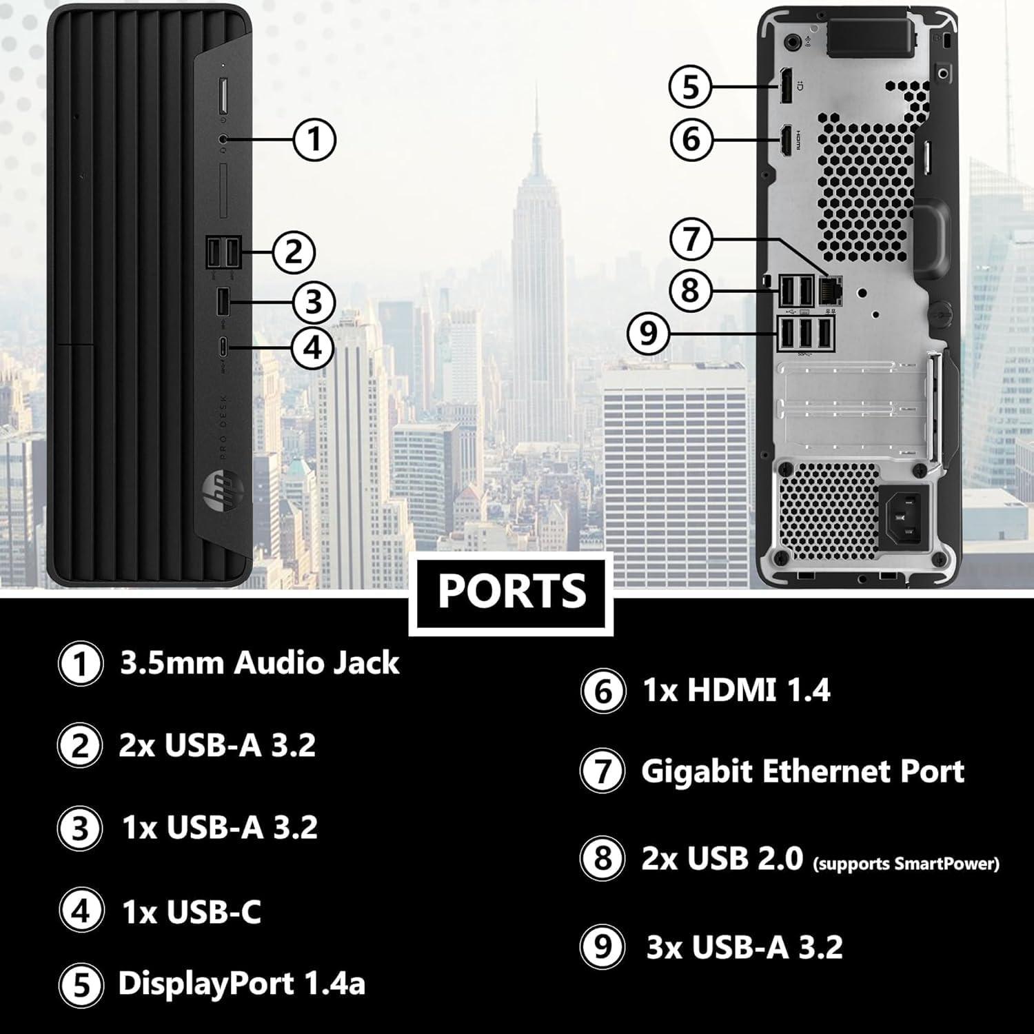 HP ProDesk 400 G9 SFF Business Desktop Computer, Intel CPU, 32GB RAM, 1TB PCle SSD, Dual 4K Display Support, USB-C, HDMl, RJ-45, Wi-Fi, Wired Keyboard & Mouse, Windows 11 Pro - Image 3