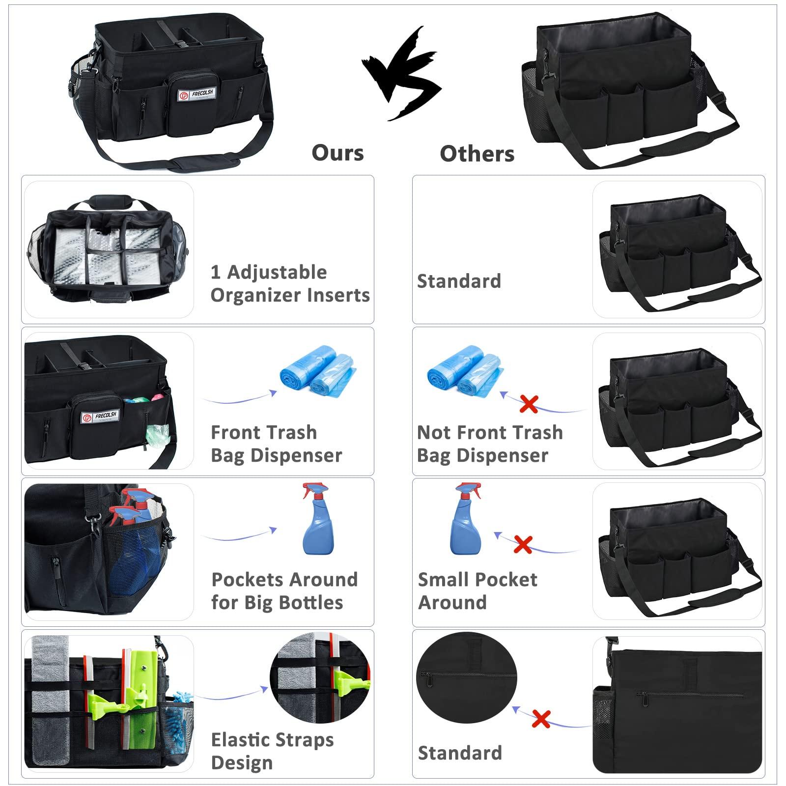 FRECOLSH Large Cleaning Supplies Organizer-Cleaning Caddy Organizer With Handles & Shoulder Strap-Cleaning Bags for Cleaning Suppliers-Housekeepers Wearable Cleaning Tote Upgraded - Image 7