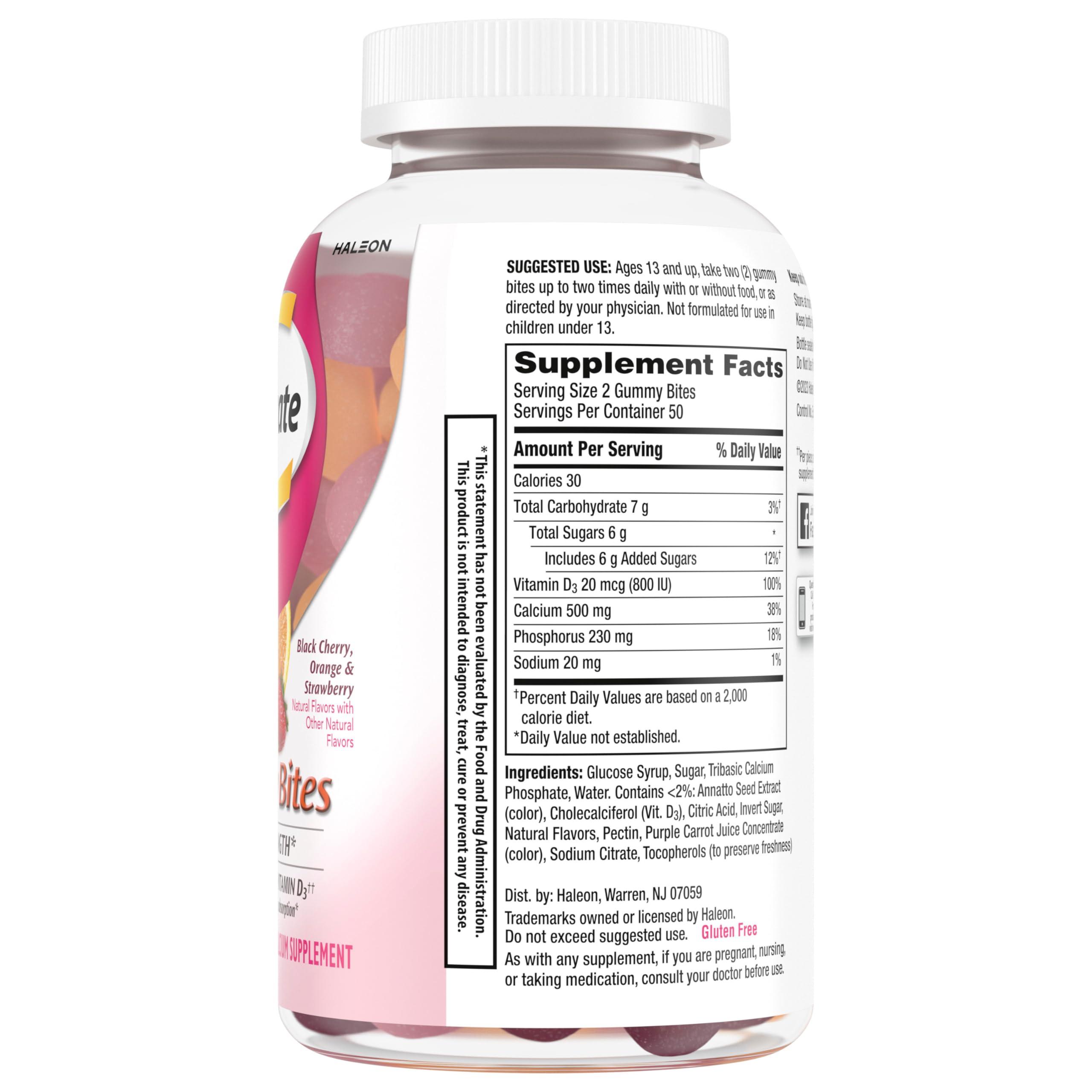 Caltrate Gummy Bites 500 mg Calcium and Vitamin D Supplement, Black Cherry, Strawberry, Orange - 100 Count - Image 12