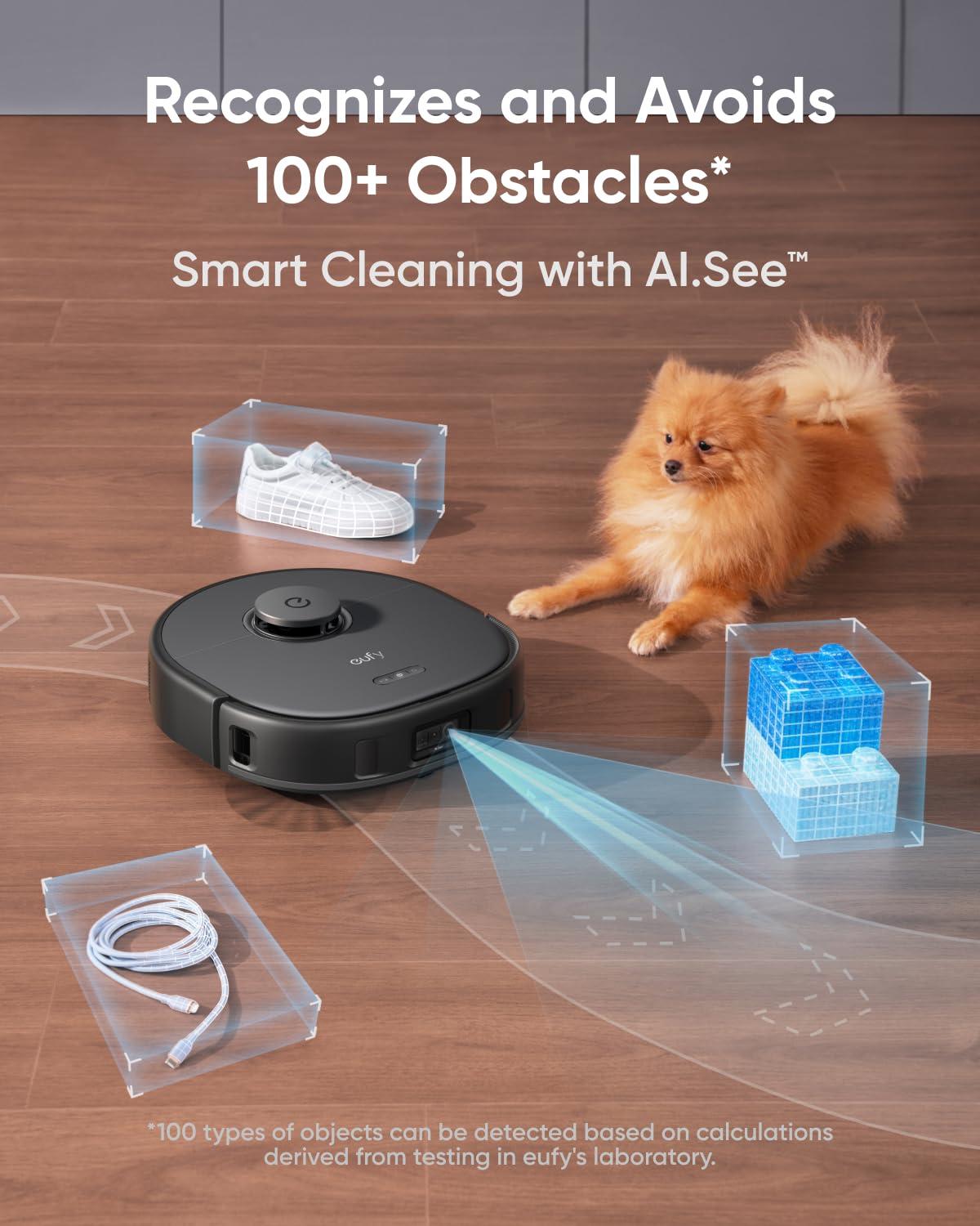 eufy X10 Pro Omni Robot Vacuum and Mop Combo, 8,000 Pa Suction, Dual Mops with 12 mm Auto-Lift and Carpet Detection, AI Obstacle Avoidance, Auto Mop Washing, Auto Drying, Self-Emptying, Self-Refilling - Image 5