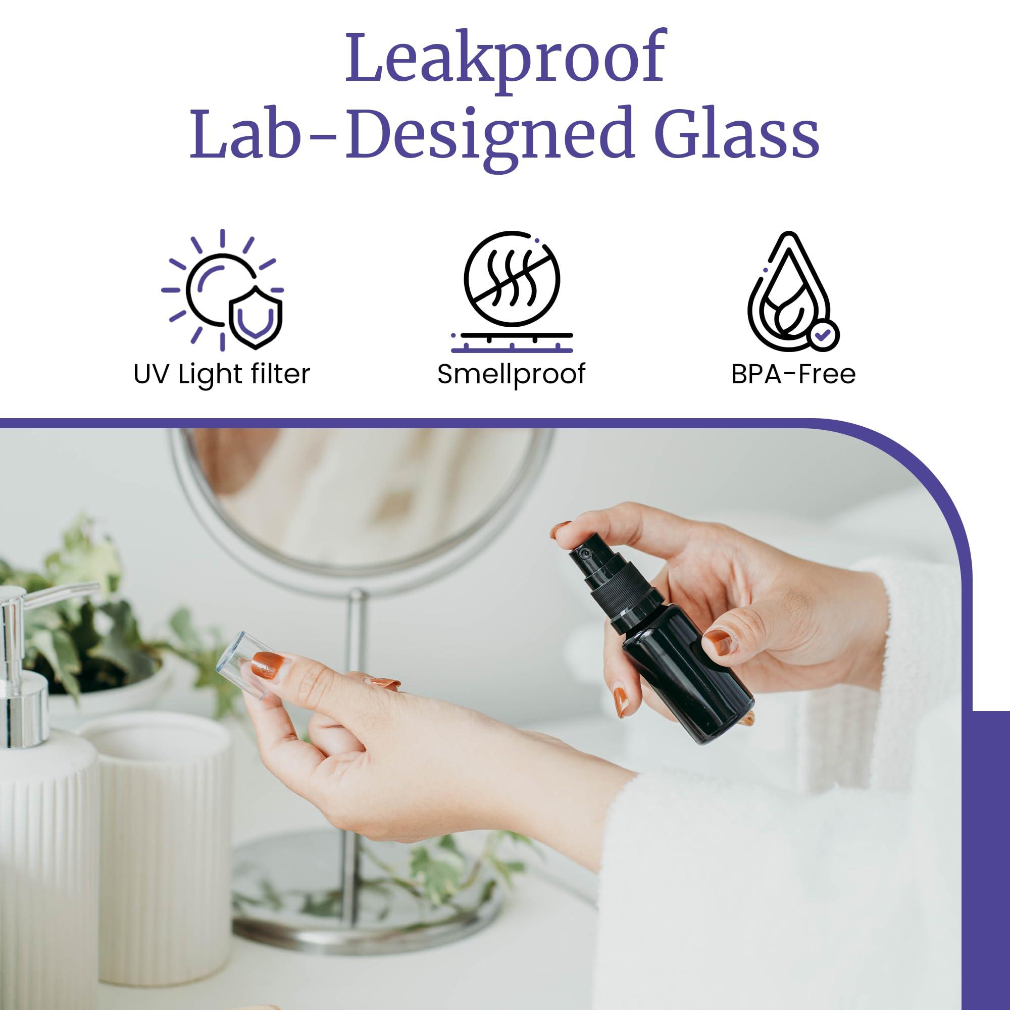 Infinity Jars 20 Ml (.67 fl oz) Black Ultraviolet Glass Fine Mist Spray Bottle Cleaning Products Refillable Containers Homemade Perfume Blends Room, Sprays Bath Beauty Hair, Screw Top Bottles 3-Pack - Image 3