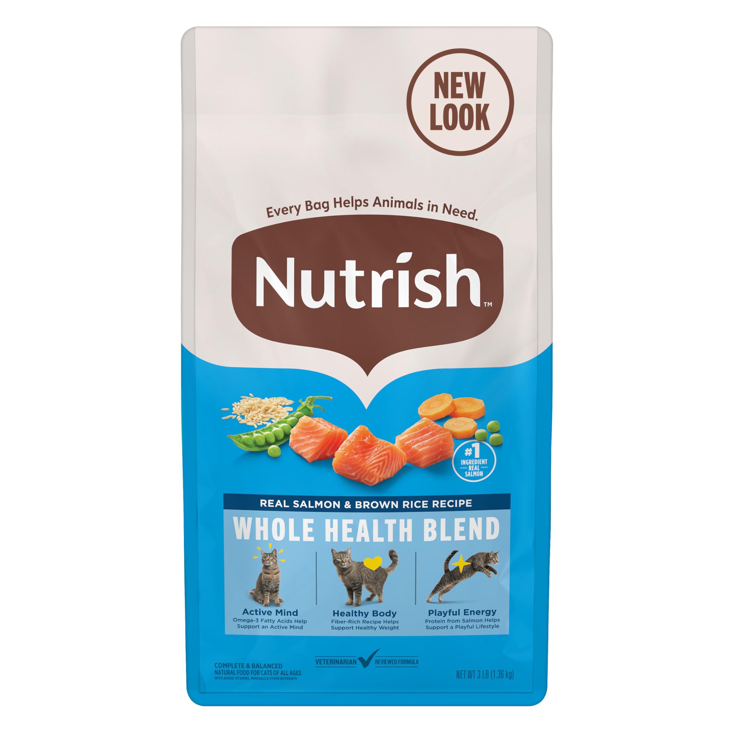 Nutrish Real Salmon & Brown Rice Recipe Dry Cat Food, 3 lb. Bag, Packaging May Vary (Rachael Ray)