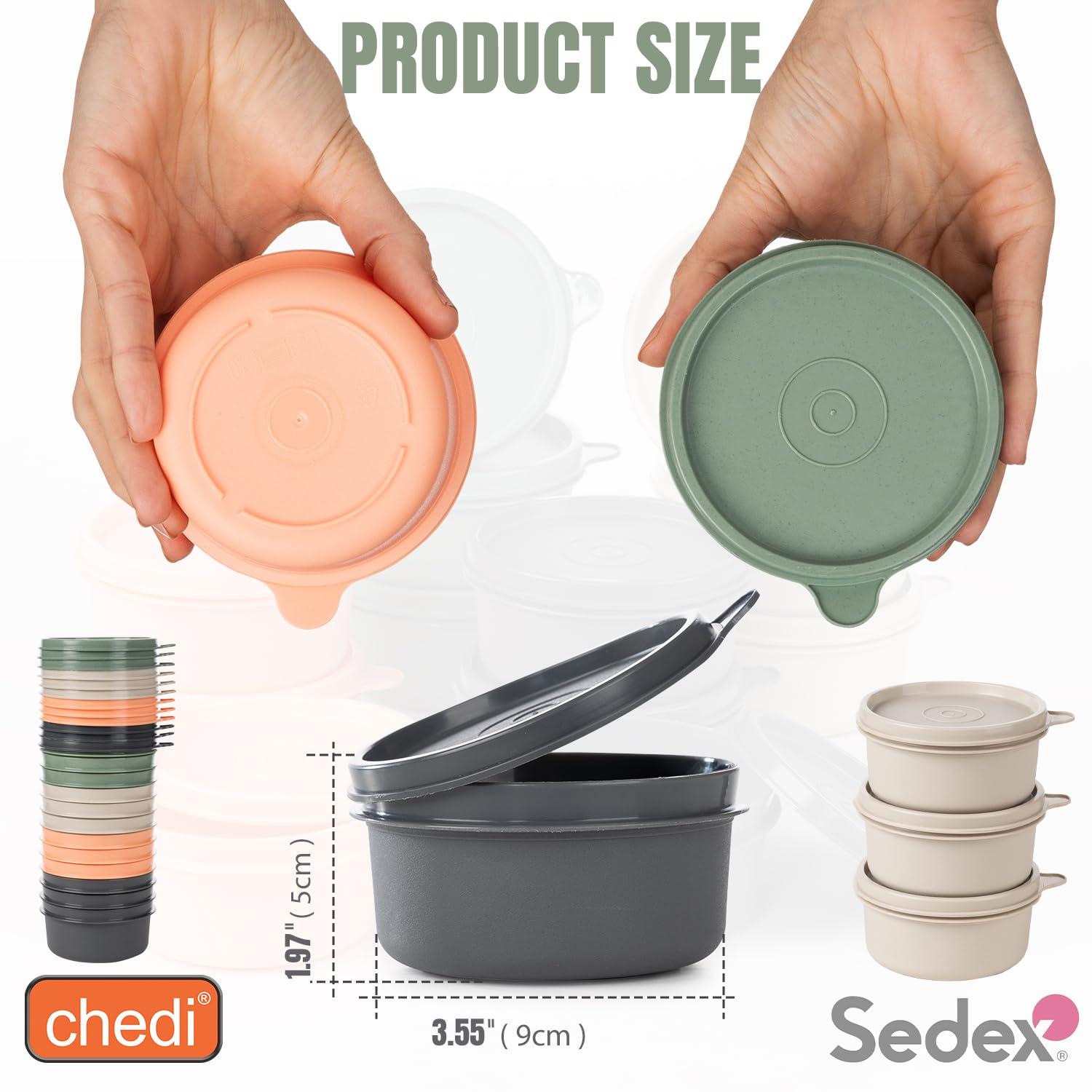 chedi 9 oz Small Round Food Storage Containers with Lids Set of 12 (24 Pieces), Airtight Leakproof Reusable BPA-Free Plastic, Snack & Meal Prep Bowls, Portable Bento Box for Kitchen, Picnic, Office - Image 3