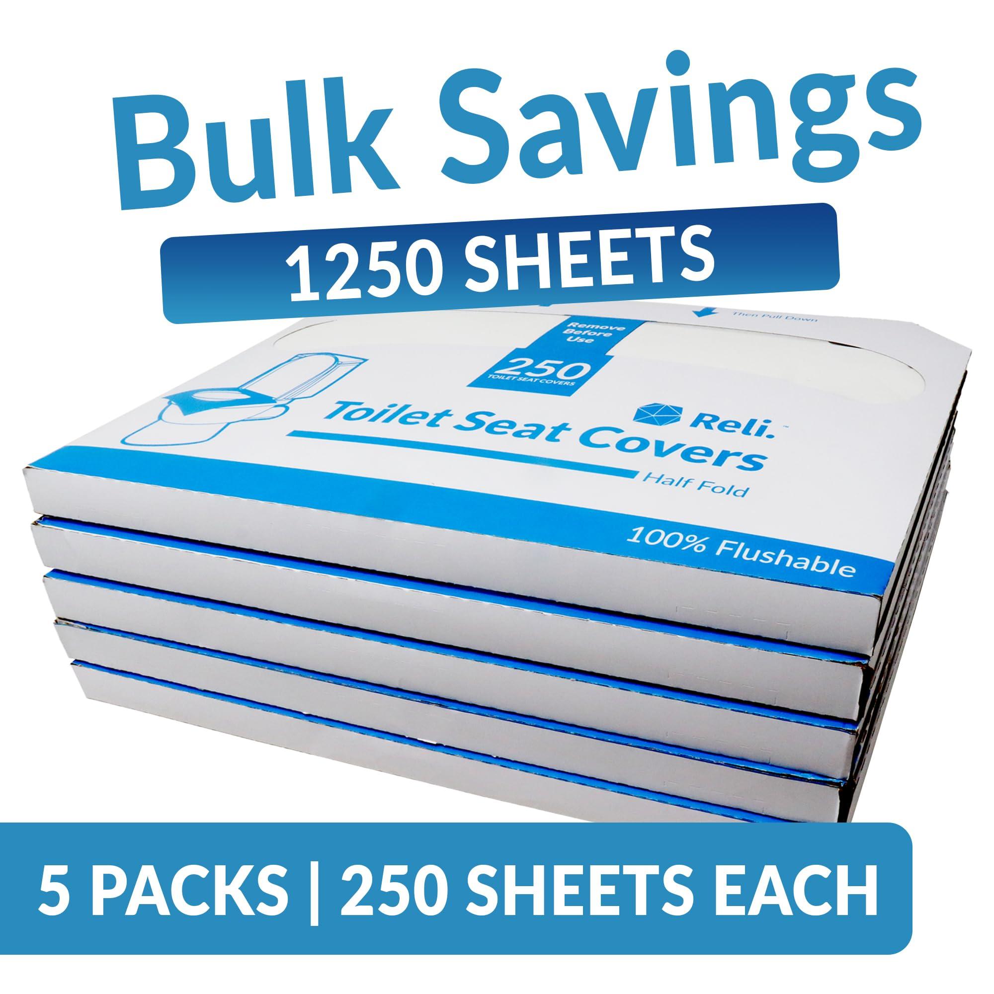 Reli. Toilet Seat Covers (1250 Pcs, 5 Packs of 250) | Disposable Toilet Seat Cover - Flushable - 14x16" (Half-Fold) | Paper Liners for Restroom, Bathroom, Travel, Camping, Kids Potty Training - Image 3