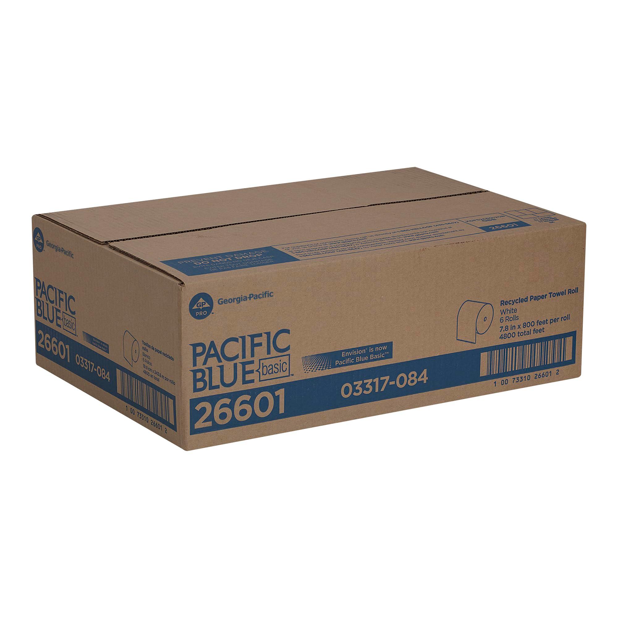 Georgia-Pacific Blue Basic Recycled Paper Towel Rolls (Previously Branded Envision) by PRO , White, 26601, 800 Feet Per Roll, 6 Rolls Per Case - Image 6