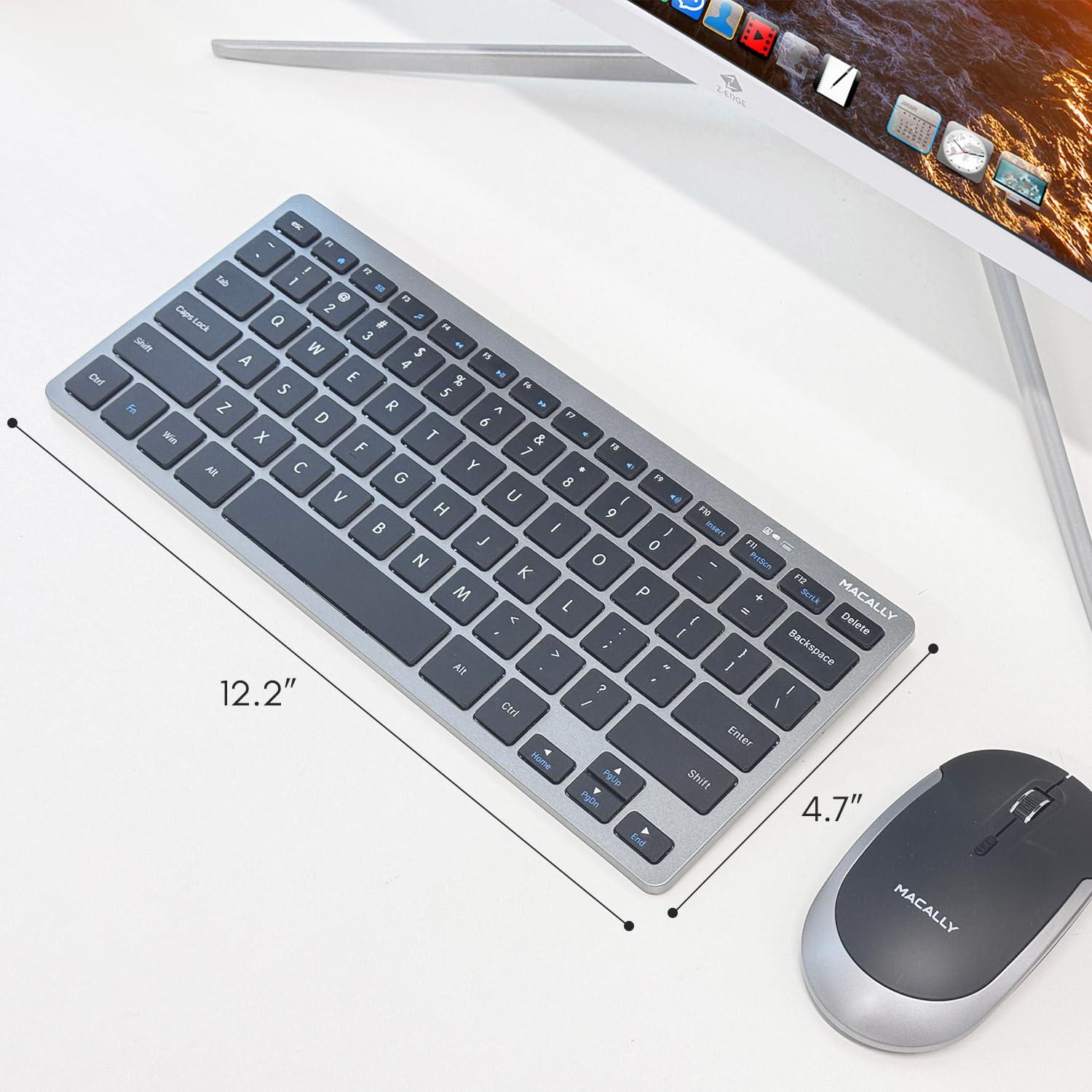 Macally Small Wireless Keyboard | Mini Keyboard for PC - Slim, Quiet & Portable for Laptop, Desktop PC, Surface, Chromebook - Space Gray - Image 7