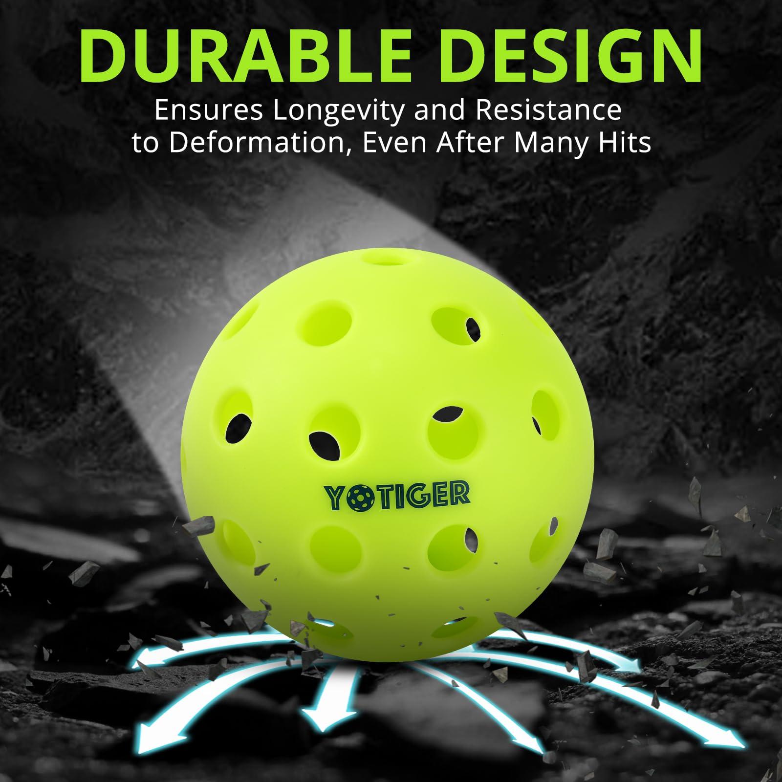 YOTIGER Pickleball Balls, 4 Pack | 12 Pack | 36 Pack - 40 Holes, High Visibility & Bounce, Durable for All Skill Levels - Image 4