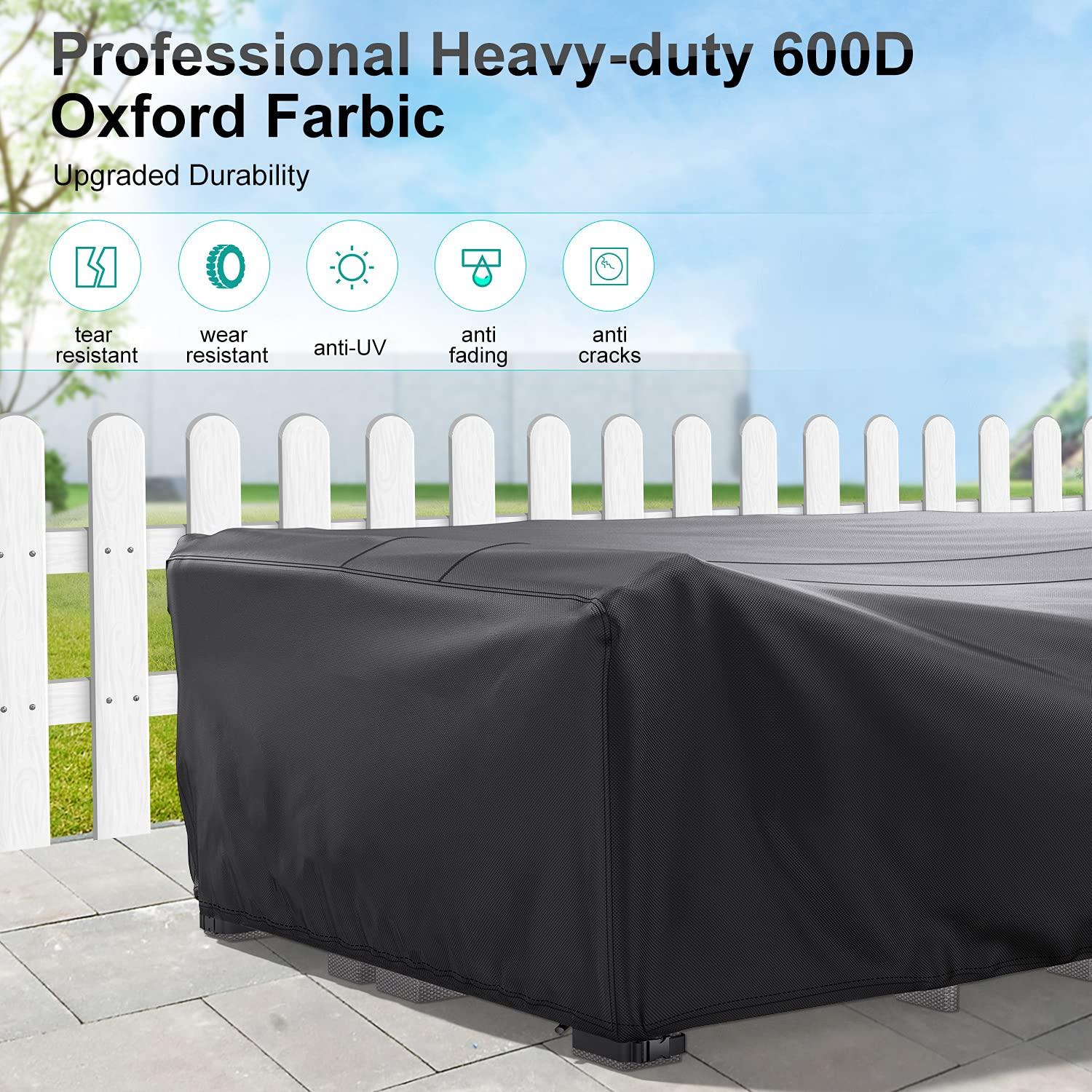 BROSYDA Patio Furniture Covers, Heavy Duty Outdoor Furniture Cover Waterproof, Sectional Sofa Set Covers Table and Chair Set Cover 108" L × 82" W × 28" H - Image 7
