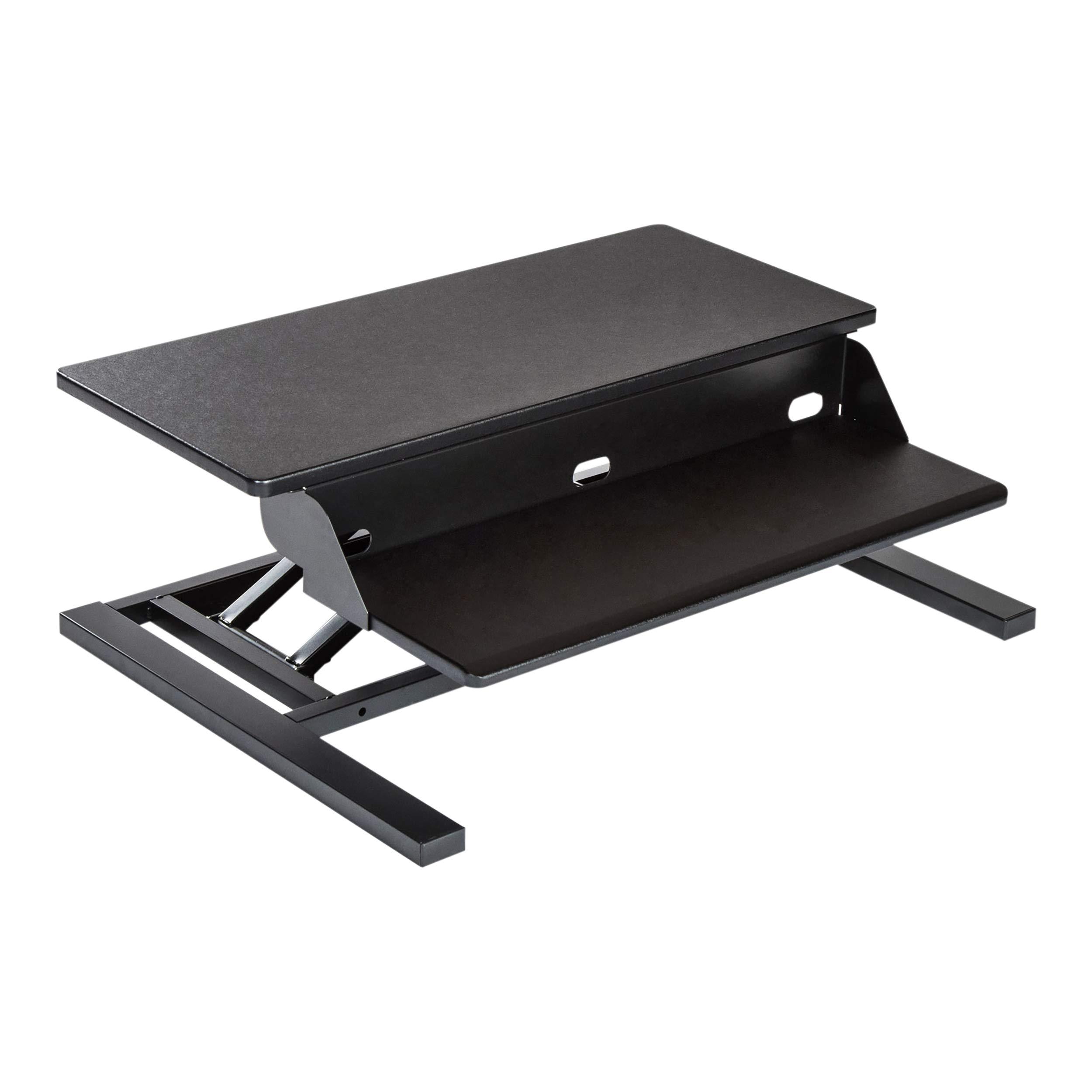 Stand Up Desk Store AirRise Pro Two Tier Standing Desk Converter Monitor Stand with Built-in Keyboard Tray (Black, 32" Wide) - Image 4