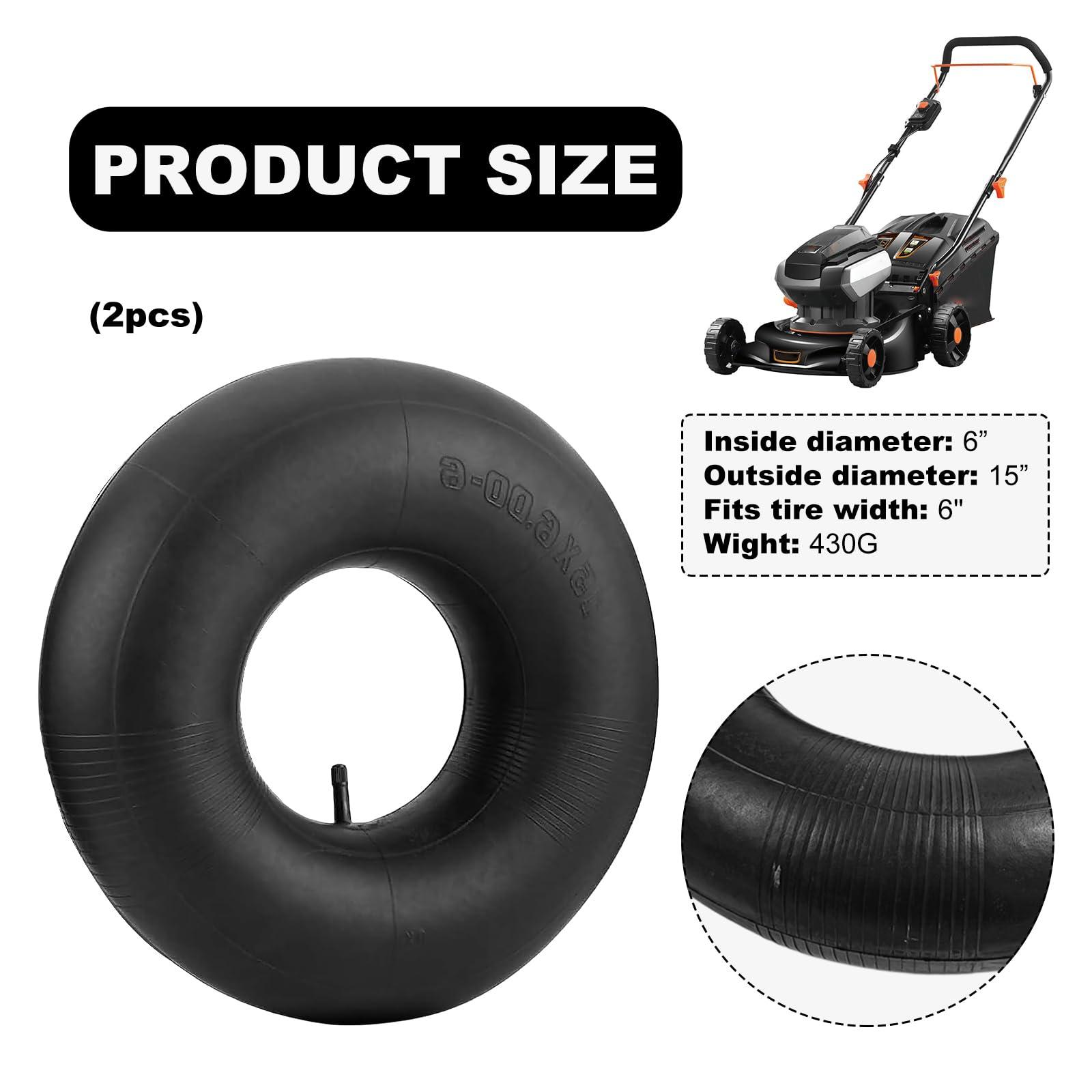 Wevdn 2 PCS 15×6.00-6" Inner Tubes, Durable 15×600-6 Inner Tube Replacement with TR-13 Straight Valve Stem, Heavy Duty Inner Tube Tire for ATVs Yard Tractor Lawn Mowers Wheelbarrows, Car Accessories - Image 2