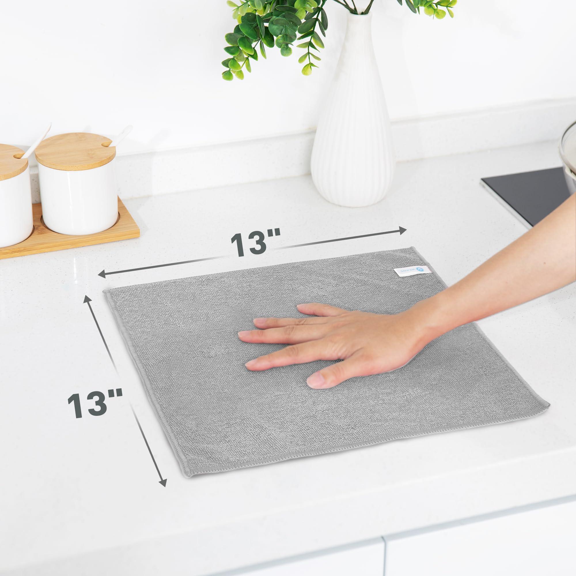 WEAWE Gray Microfiber Cleaning Cloth 13"x13", Ultra Soft Absorbent Microfiber Cleaning Rags for Housekeeping Cleaning Supplies, Lint Free Reusable Cleaning Cloths for House Washable, Pack of 12 - Image 3