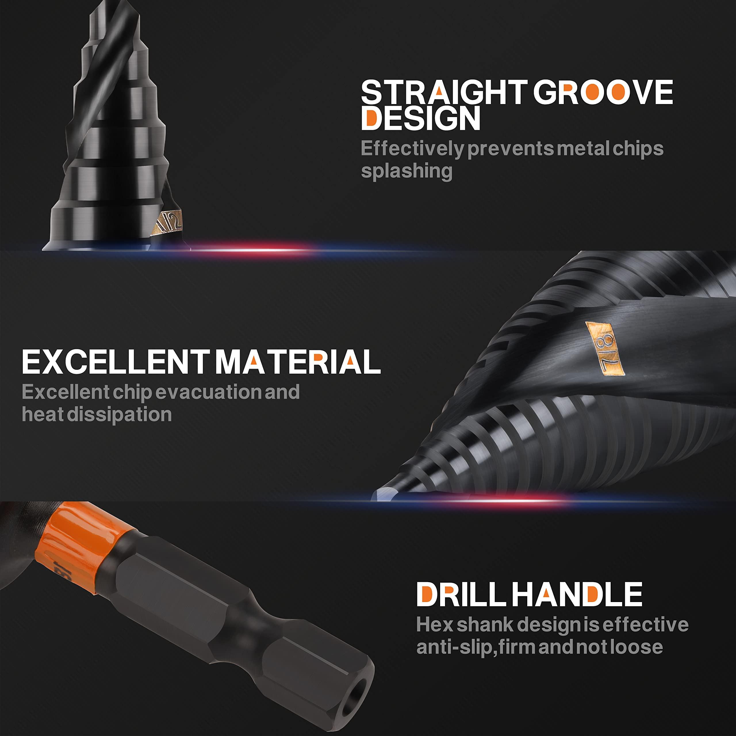 KSEIBI Unibit 3-Piece High-Speed Steel Step Drill Bit Set - for Stainless Steel, Aluminium, Wood - Image 8