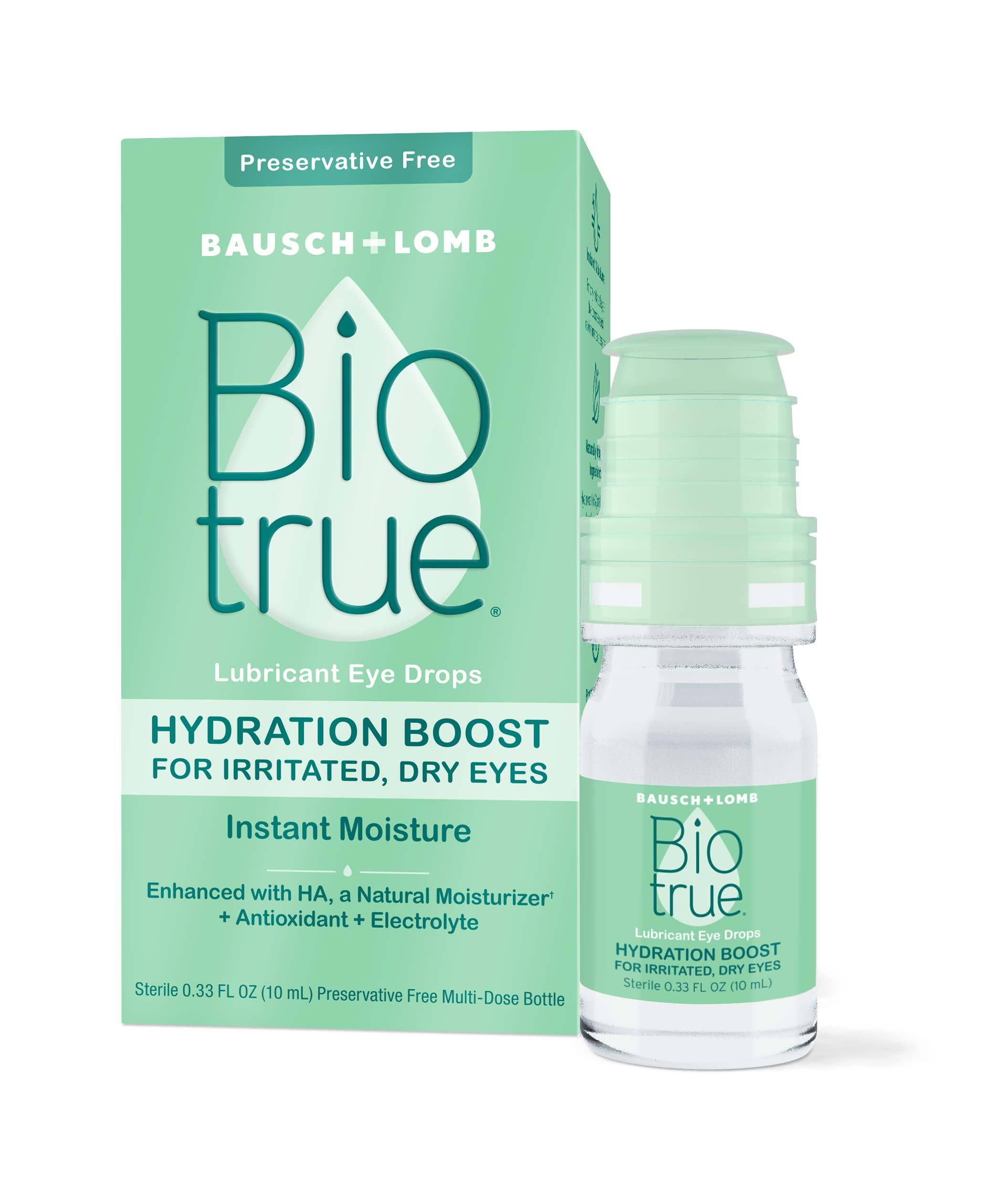 Biotrue Hydration Boost, Preservative-Free Eye Drops for Dry Eyes, Instantly Moisturizes, Clears and Rehydrates, Contact Lens Friendly, Refresh & Relieve Eye Irritation, 0.33 FL Oz (Pack of 1)