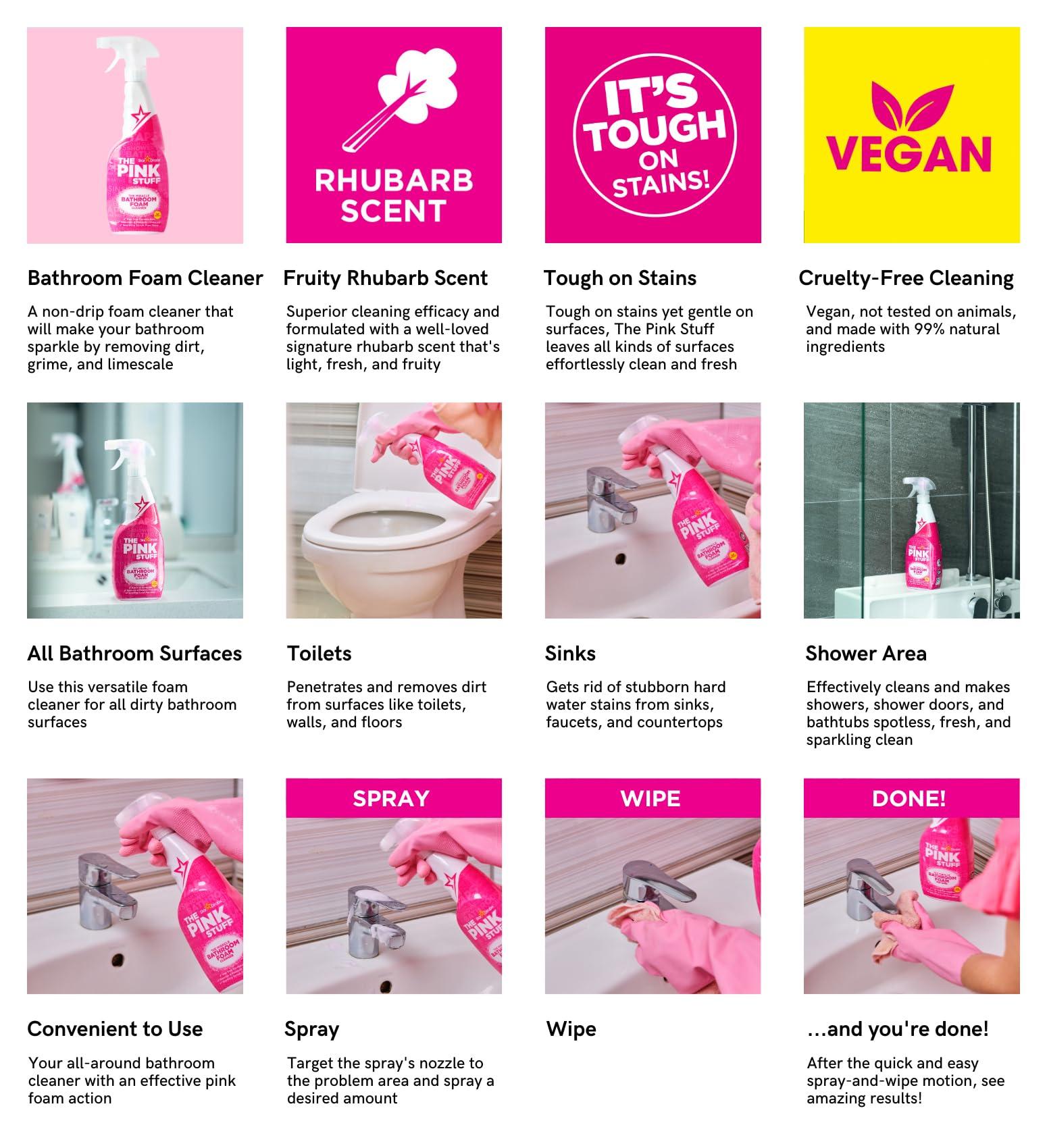 Stardrops - The Pink Stuff - Miracle Bathroom Foam Cleaner 750ml - Baths, Tiles, Soap Scum, Limescale, Streak Free - Image 6
