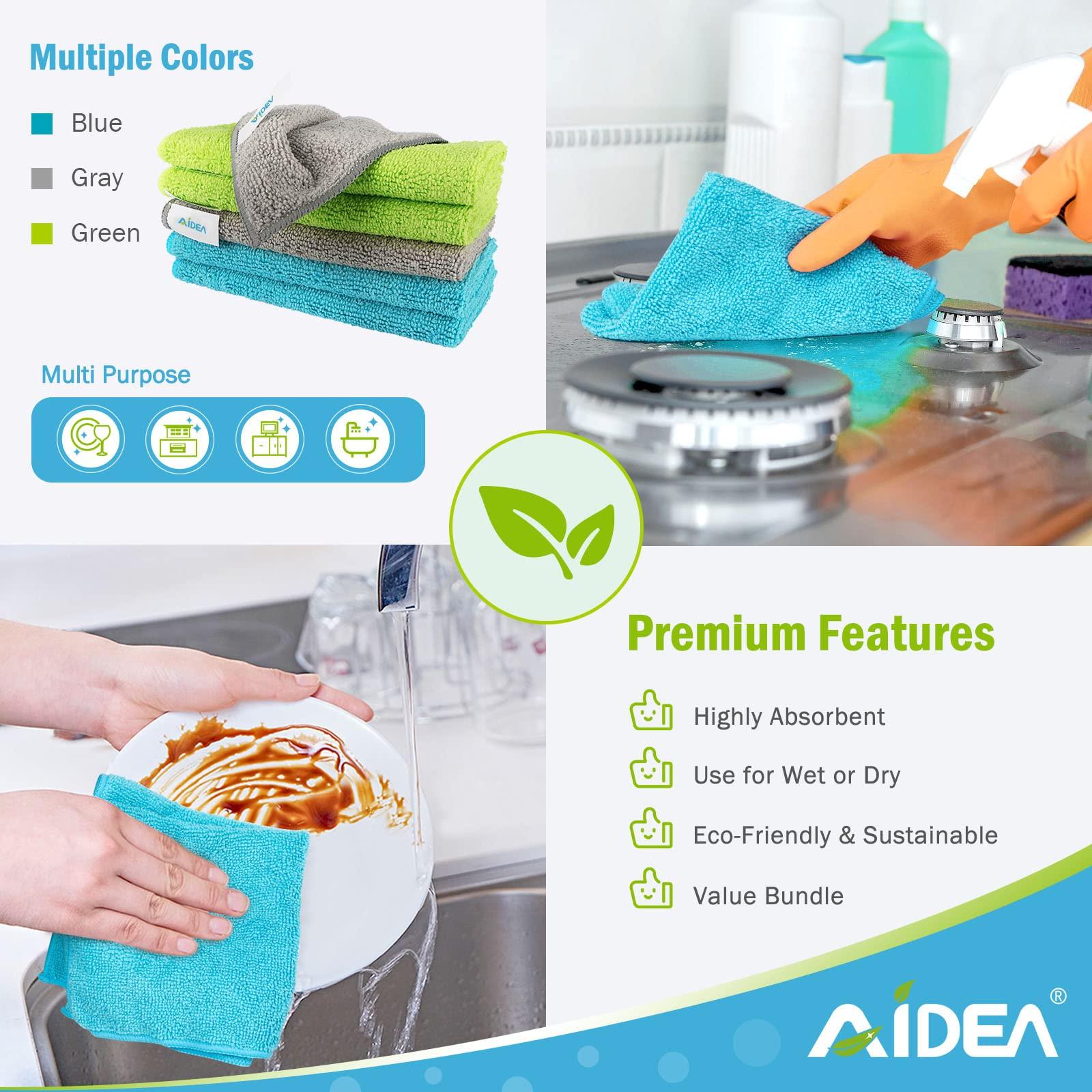 AIDEA Microfiber Cleaning Cloth-100PK, Soft Microfiber Towels for Cars, Absorbent Cleaning Rags, Lint-Free Streak-Free Wash Cloths for House, Kitchen, Window(12in.x12in) - Image 6