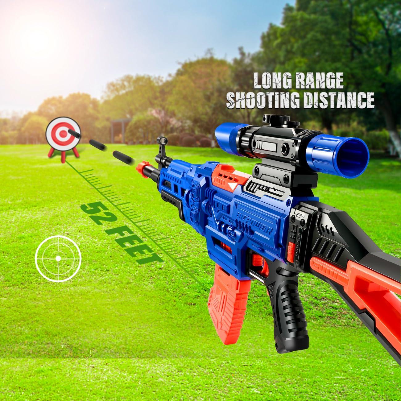 Bigpower Electric Kids Toy Sniper Rifle with Scope Tactical Vest Kit Big Size,4 in 1 Automatic Kids Sniper Rifle Toy Guns for Boys 8-12,Rifle Dart Guns for Adults，Toy Guns with 2 Removable Magazines - Image 3