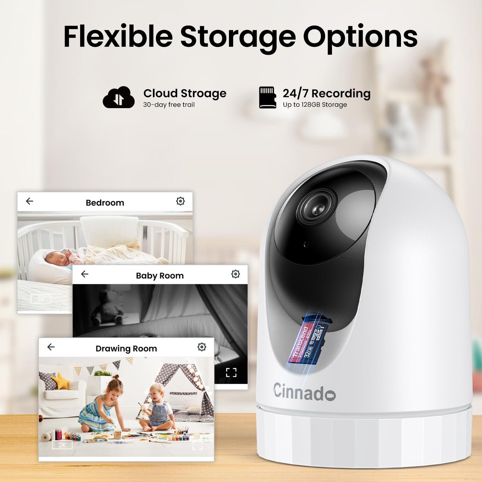 Cinnado Security Camera Indoor-2K 360° WiFi Cameras for Home Security，Pet/Dog/Baby Camera with Phone app, 2-Way Audio, Night Vision, 24/7 SD Card Storage, Works with Alexa & Google Home (2.4Ghz)-D1 - Image 6