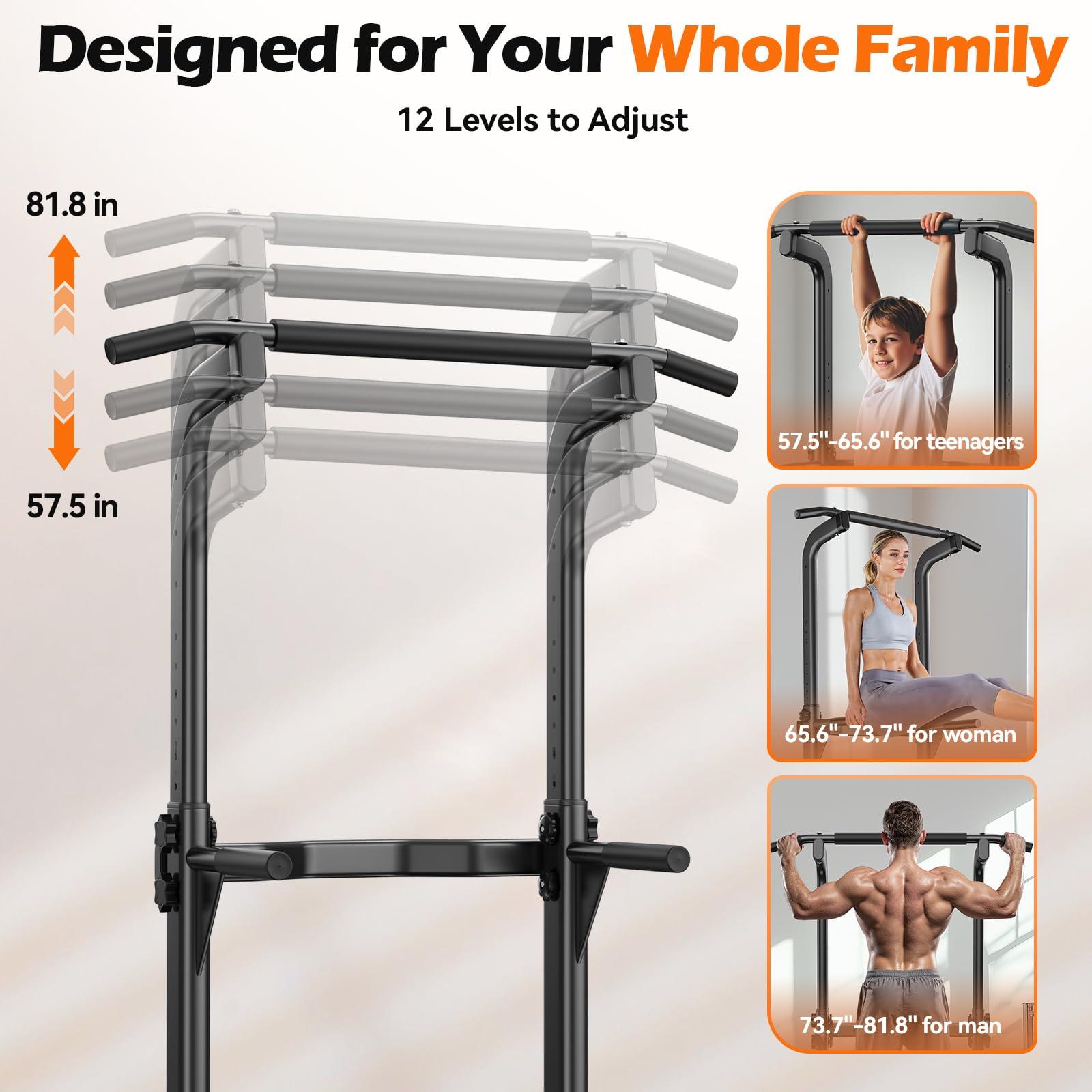 Power Tower Dip Station & Pull-Up Bar for Home Gym – Adjustable Height Strength Training Equipment for Pull-Ups, Dips, Push-Ups & More - Image 4