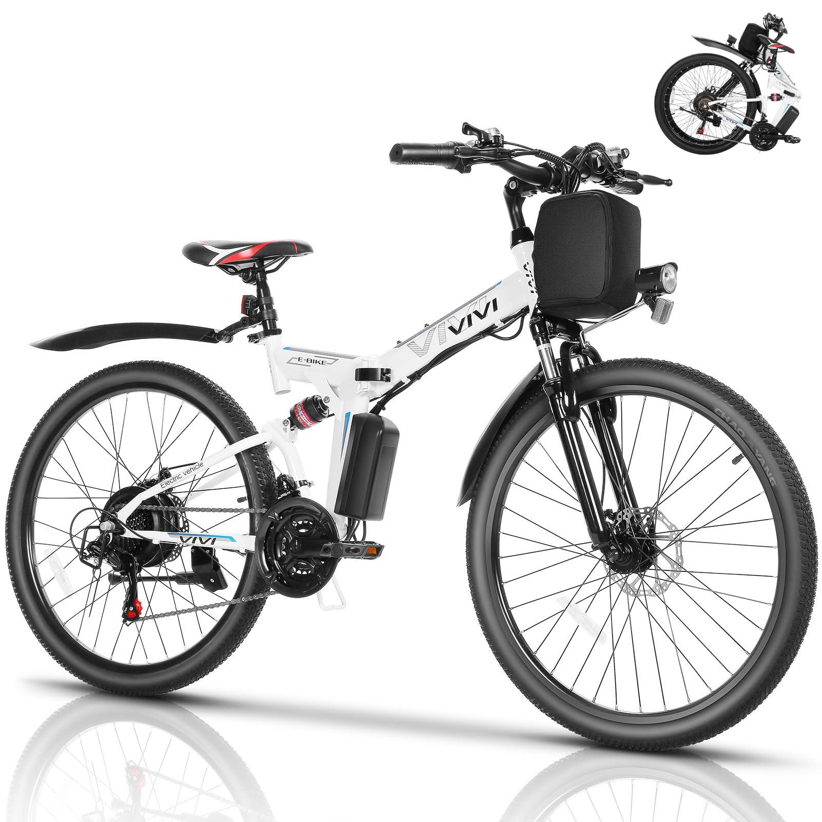 Vivi Electric Bike for Adults 26" Ebike, 500W Folding Electric Bike, 20MPH Adult Electric Bicycles with Removable 48V Battery, Up to 50Miles Range, Cruise Control, Dual Shock Absorber, UL 2849