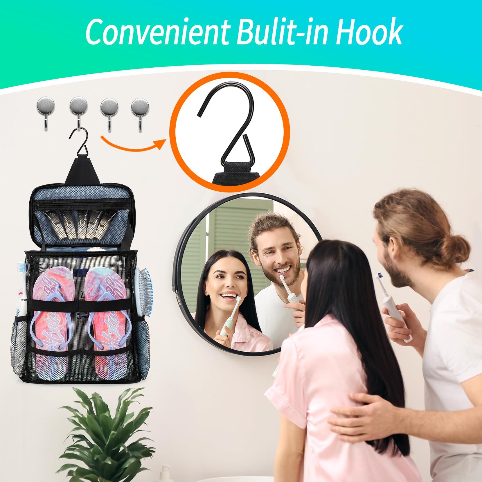 Dorm Room Essentials for Guys Girls Boys, Quick Dry Mesh Shower Caddy Portable, Large Capacity Shower Bag with Hanging Hook, Bathroom, Gym, Swimming, Travel, Beach, Camping, College Student Essentials - Image 7