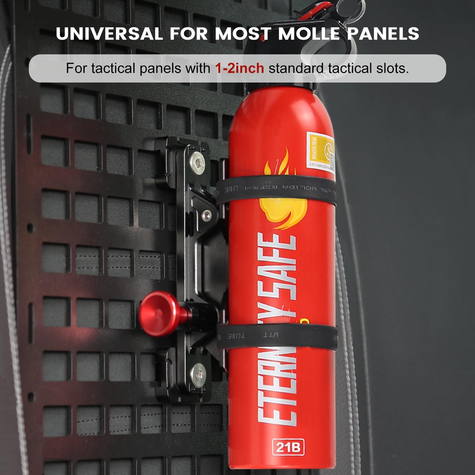 MOLLE Panel Fire Extinguisher Mount Kit-Quick Release Car Fire Extinguisher Mount Bracket for 1-2in Tactical Rigid MOLLE Panel Holes.Fire Extinguisher Holder Fits MOLLE Panels Accessories for Vehicle. - Image 3