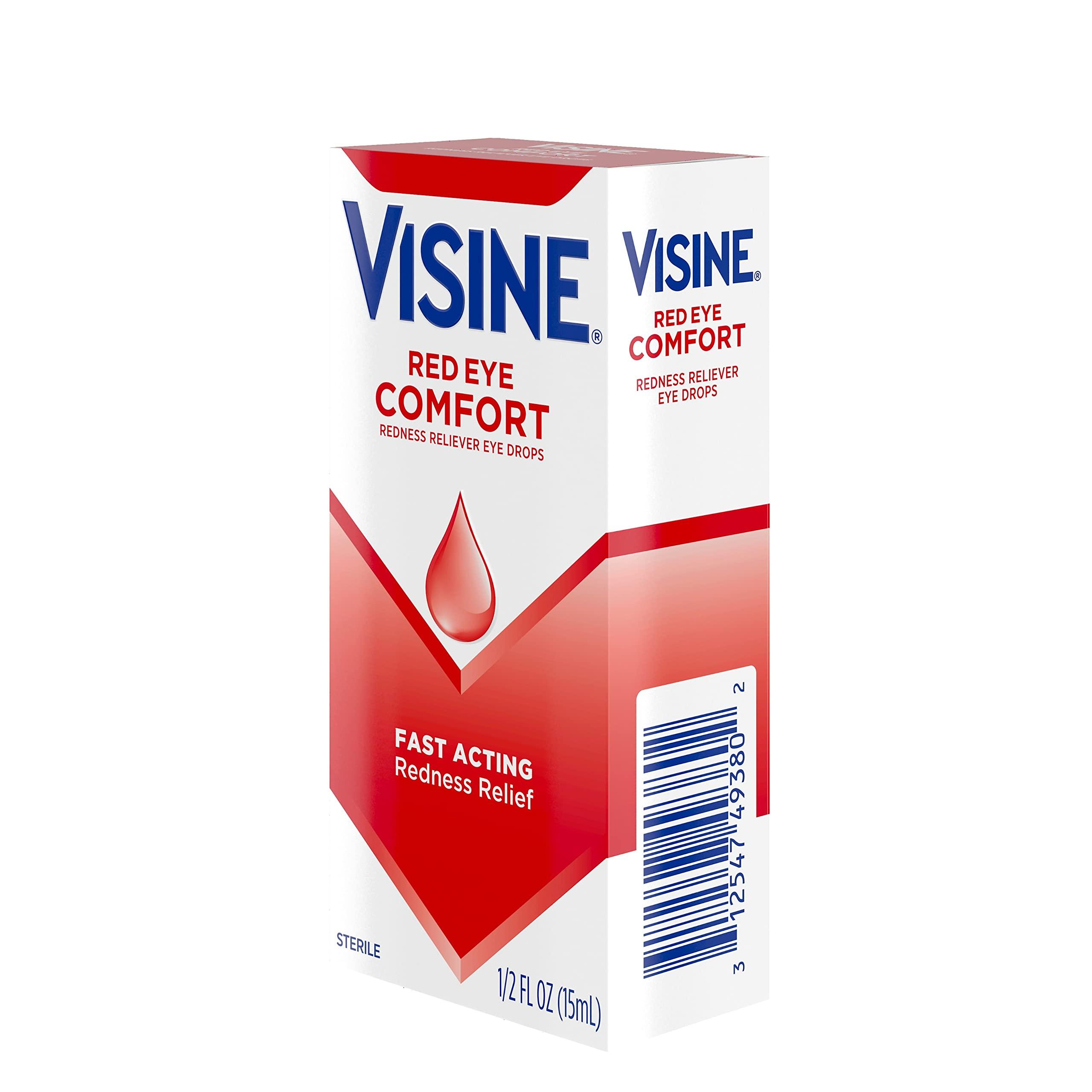 Visine Red Eye Comfort Redness Relief Eye Drops to Help Relieve Red Eyes Due to Minor Eye Irritations Fast, Tetrahydrozoline HCl, 0.5 fl. oz - Image 8