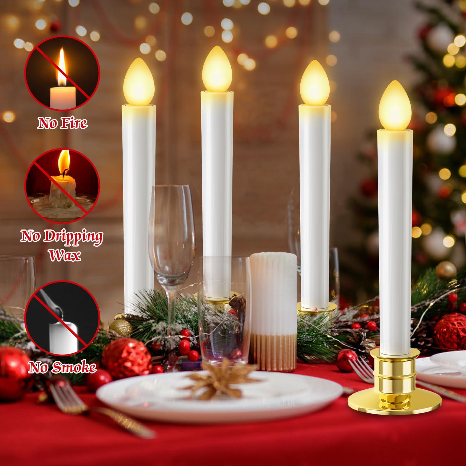 Christmas Window Lights 6 Pack Battery Operated Candles With Remote Control Timer Gold Holders Flameless LED Decorations for Window Decor Party Xmas Table Top - Image 6