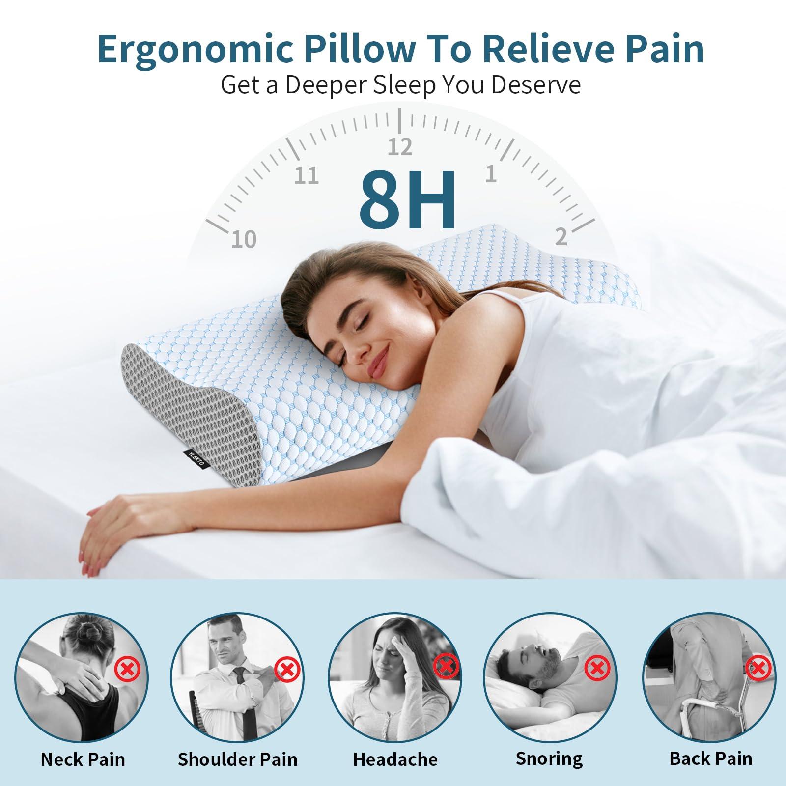 Cervical Neck Pillow for Pain Relief, Contour Memory Foam Pillows for Sleeping, Odorless Ergonomic Pillow Adjustable Orthopedic Cooling Pillow Bed Pillow Neck Support for Side Back Stomach Sleepers - Image 3