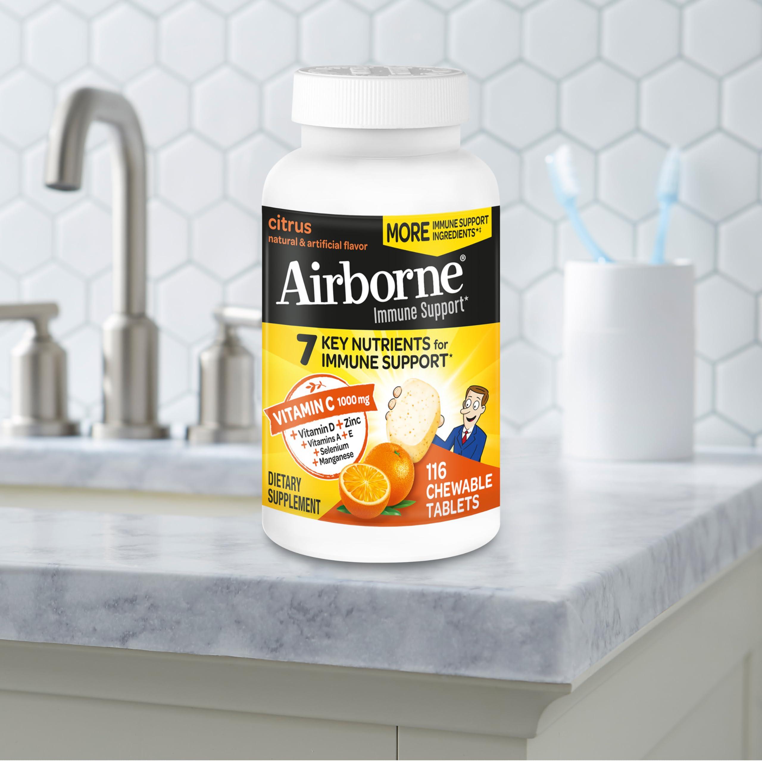Airborne Vitamin C 1000mg (per Serving) - Citrus Chewable Tablets (116 Count in a Bottle), Gluten-Free Immune Support Supplement, with Vitamins A C E, Zinc, Selenium, Echinacea, Ginger, Antioxidants - Image 12