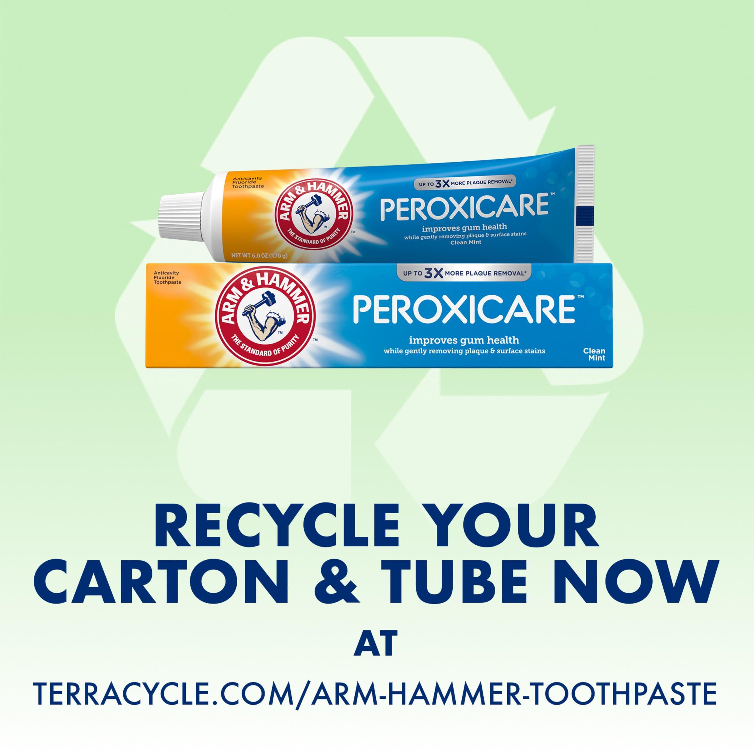 ARM & HAMMER Peroxicare Toothpaste for Gum Health, Baking Soda Toothpaste, Clean Mint, 6.0 oz (Pack of 4 - Image 9