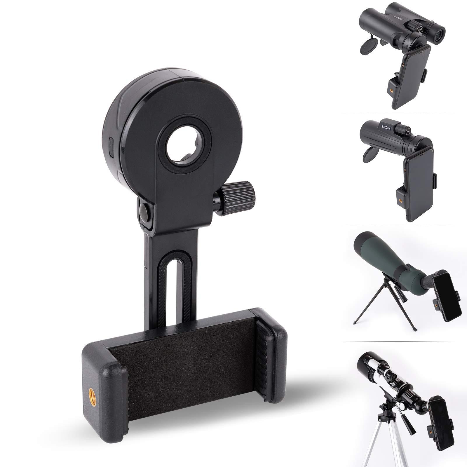 LUXUN Universal Cell Phone Photography Adapter Smart Phone Adapter Mount-Quick Smartphone Adapter Holder Clip Bracket for Binoculars Telescope Monocular Spotting Scope Microscope Accessories