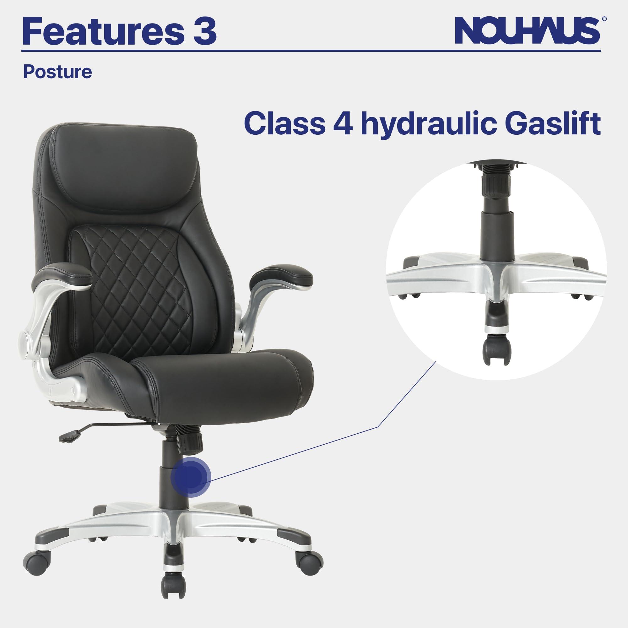 Nouhaus +Posture Ergonomic PU Leather Office Chair. Click5 Lumbar Support with FlipAdjust Armrests. Modern Executive Chair and Computer Desk Chair (Black) - Image 11