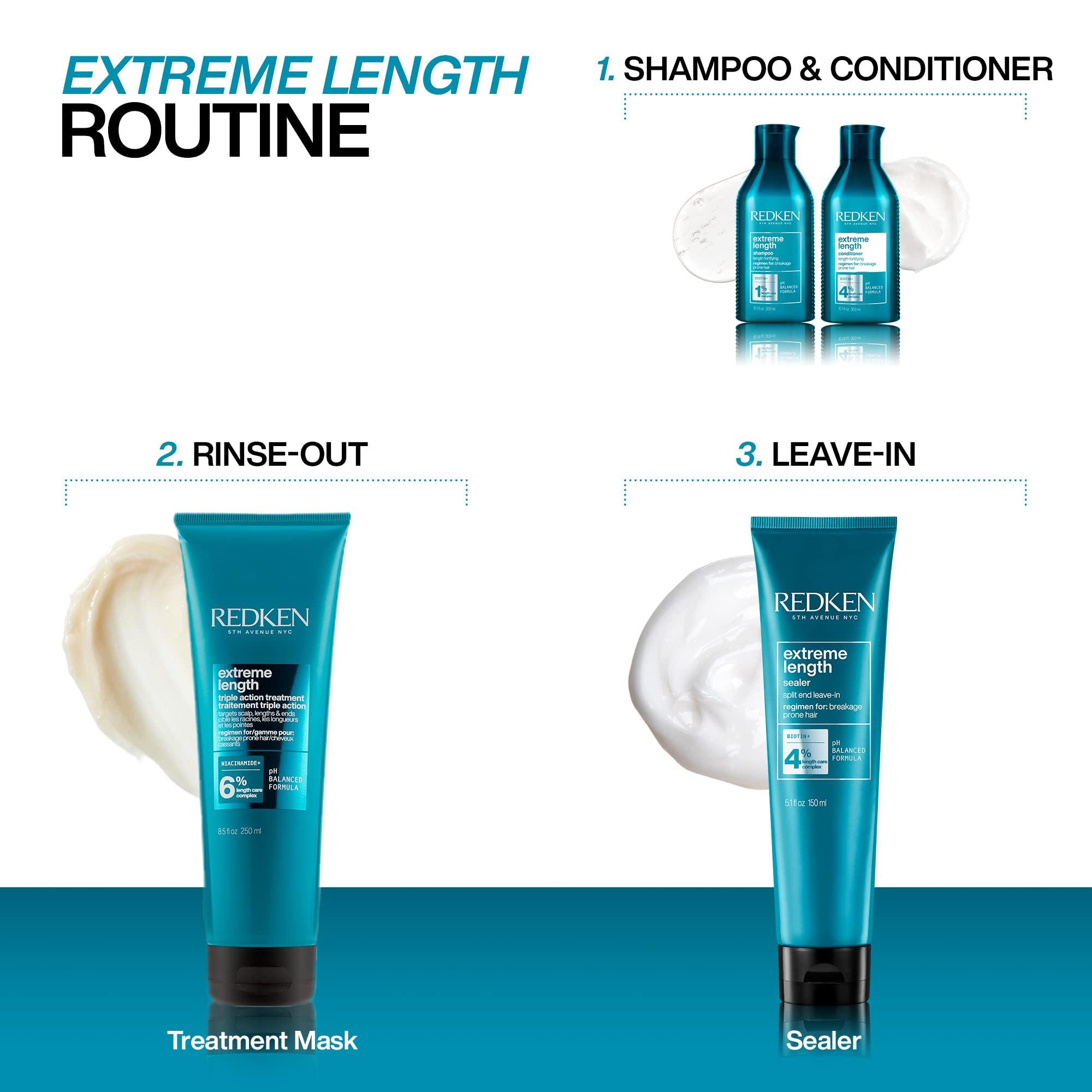 Redken Extreme Length Conditioner For Damaged Hair - Fortifies, Strengthens and Conditions Hair, Infused With Biotin & Castor Oil For Hair Growth - Image 4