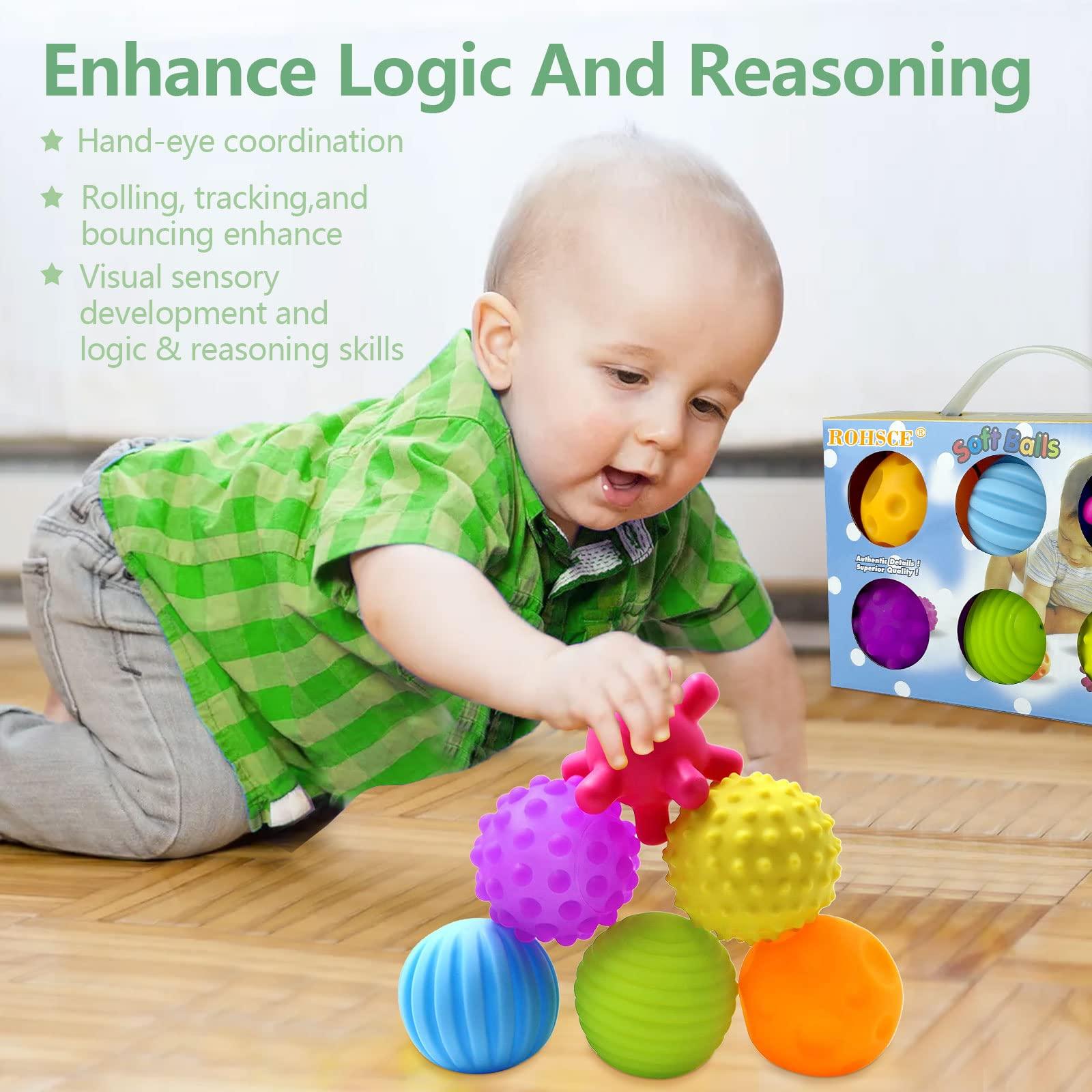 ROHSCE Sensory Balls for Baby Sensory Baby Toys 6 to 12 Months for Toddlers 1-3, Bright Color Textured Multi Soft Ball Gift Sets, Montessori Toys for Babies 6-12 Months Infant Toys (6 Pack) - Image 8